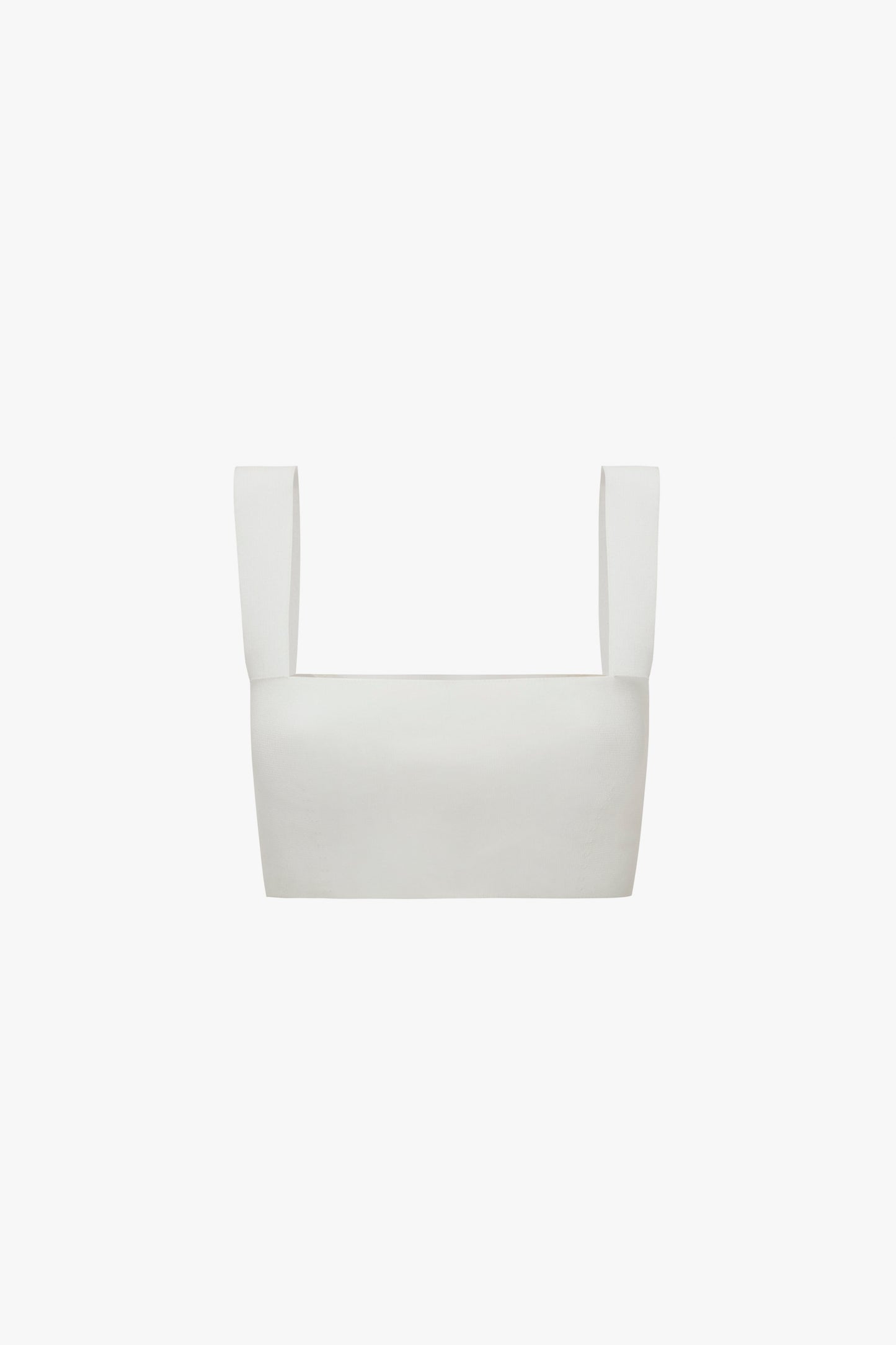 A white VB Body Strap Bandeau Top from Victoria Beckham, featuring wide shoulder straps and a square neckline on a plain white background.