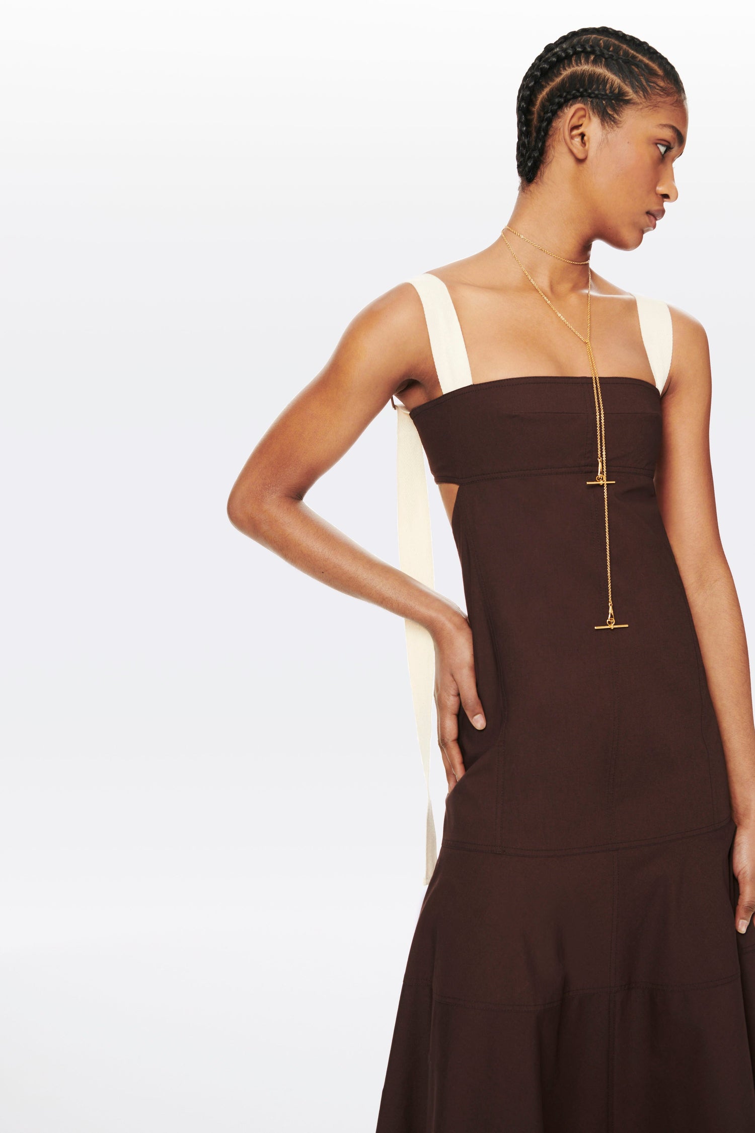 Panelled Maxi Dress in Chocolate