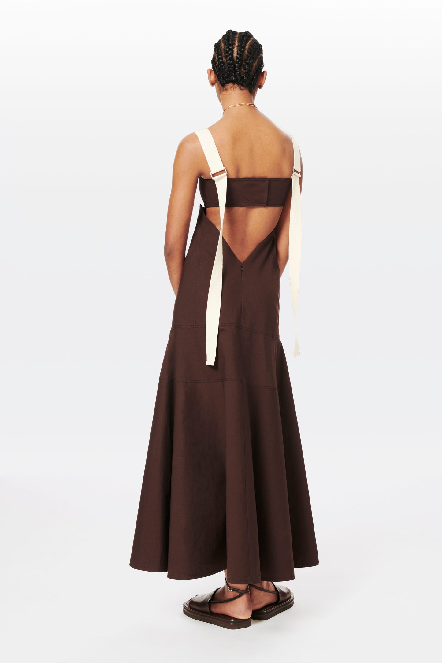 Panelled Maxi Dress in Chocolate