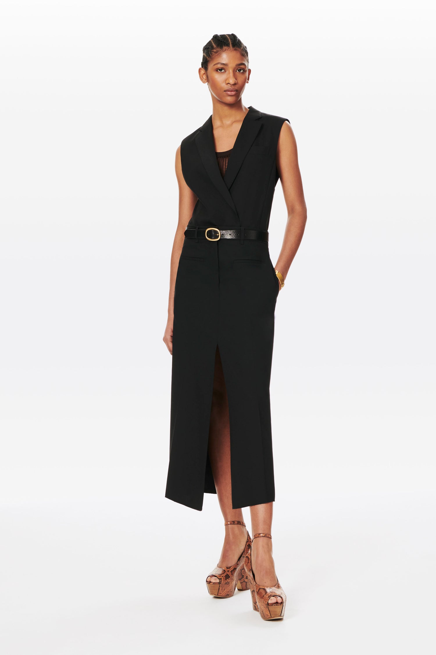 Tailored Midi Skirt in Black