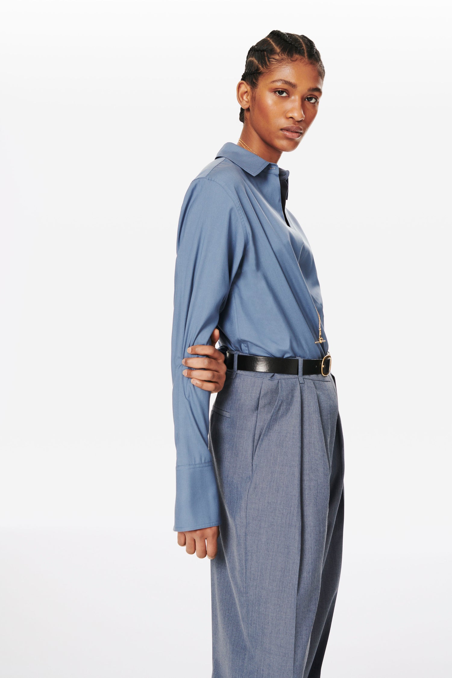 Wrap Blouse in Petrol Blue