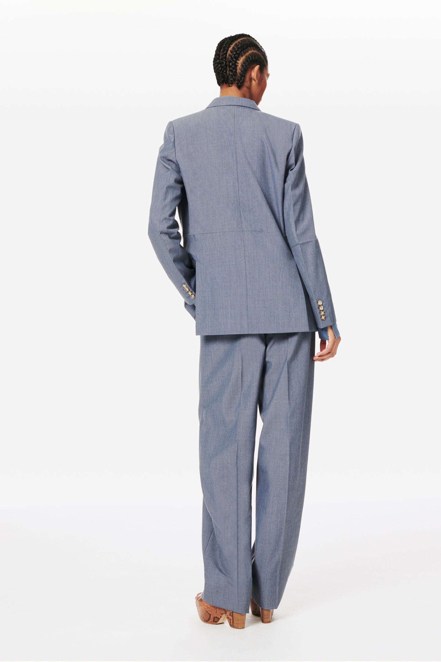 Single Breasted Tailored Jacket in Denim Blue