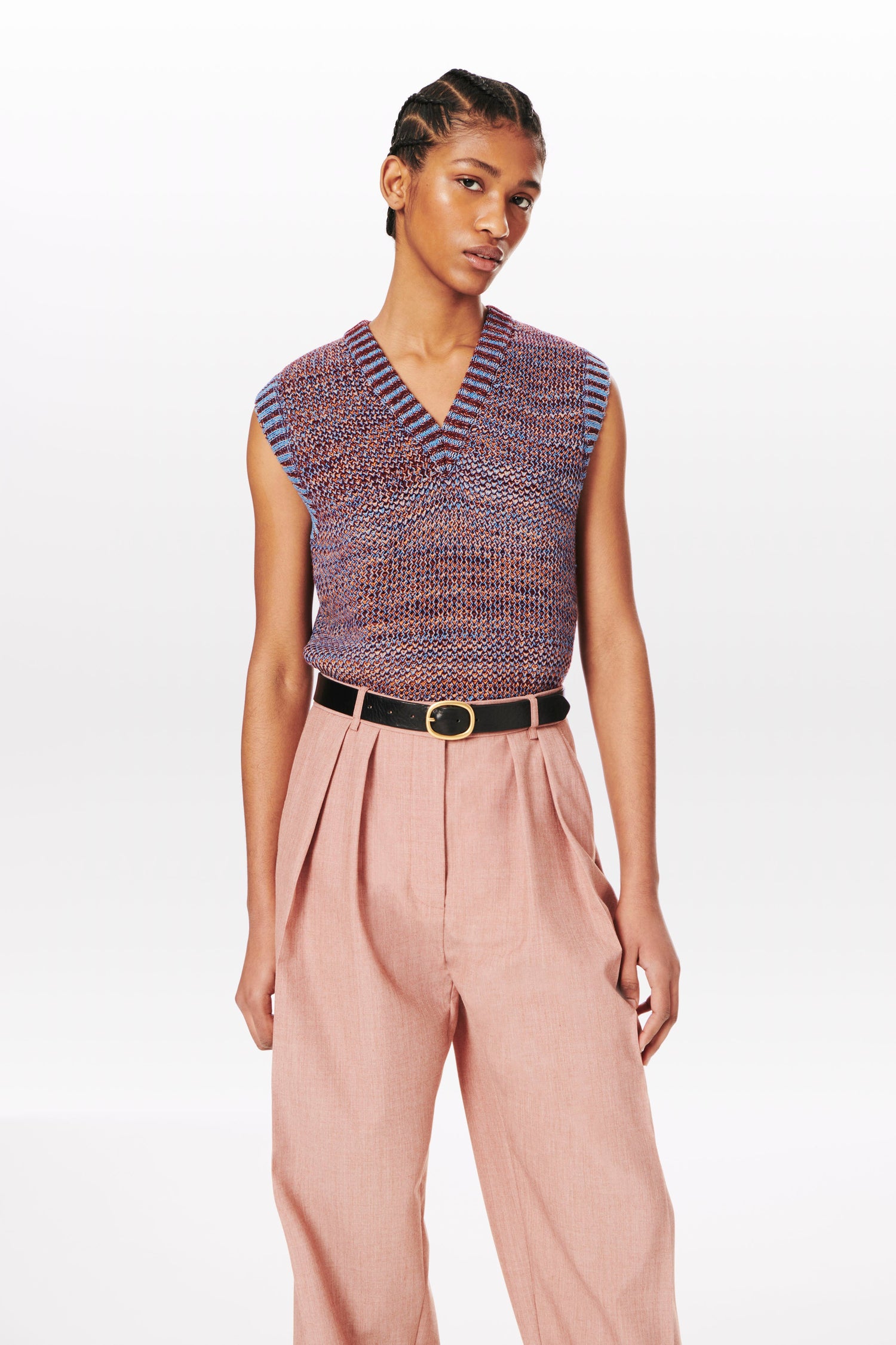 V-Neck Tabard Top in Bordeaux