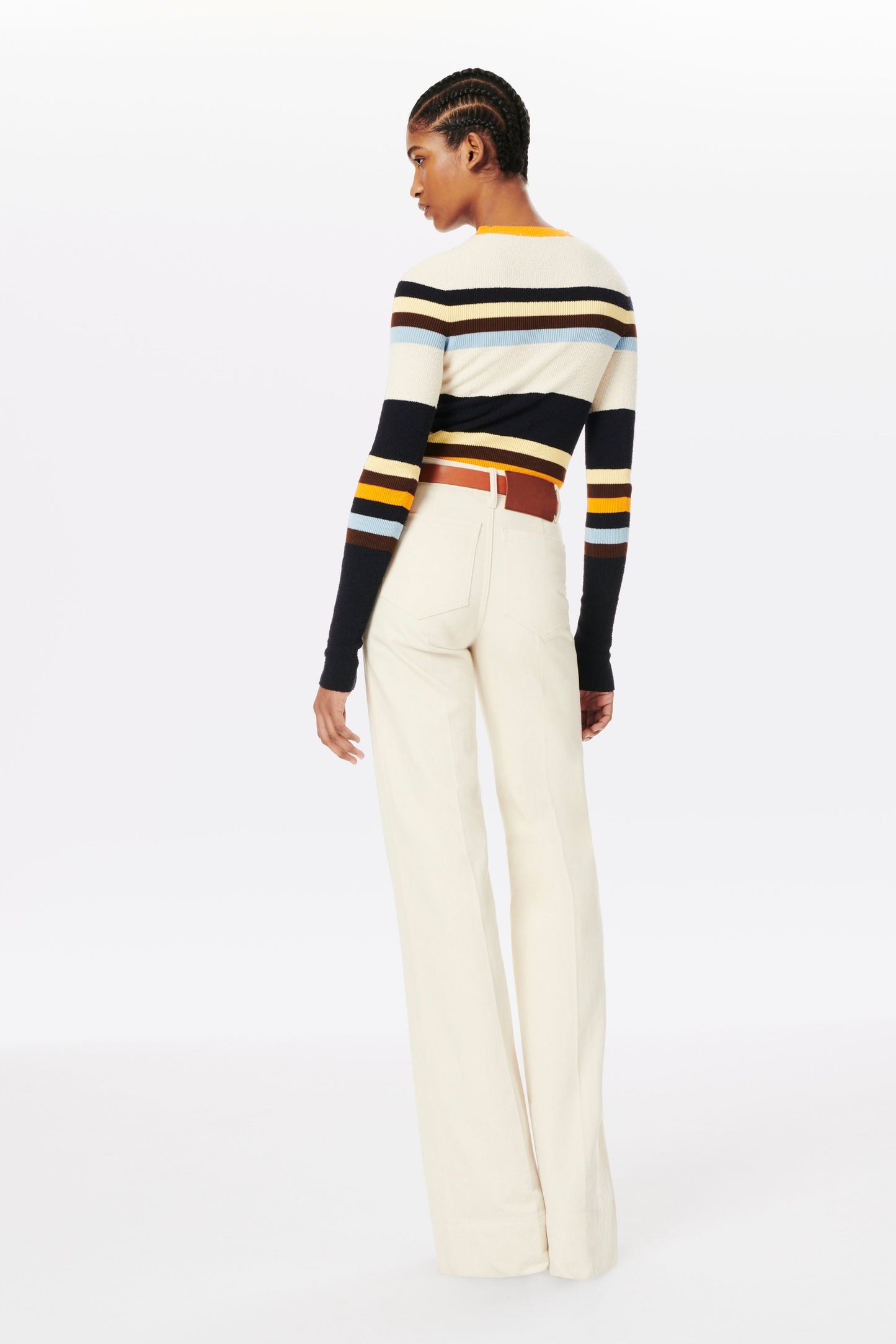 Crew Neck Top in Multi Stripe
