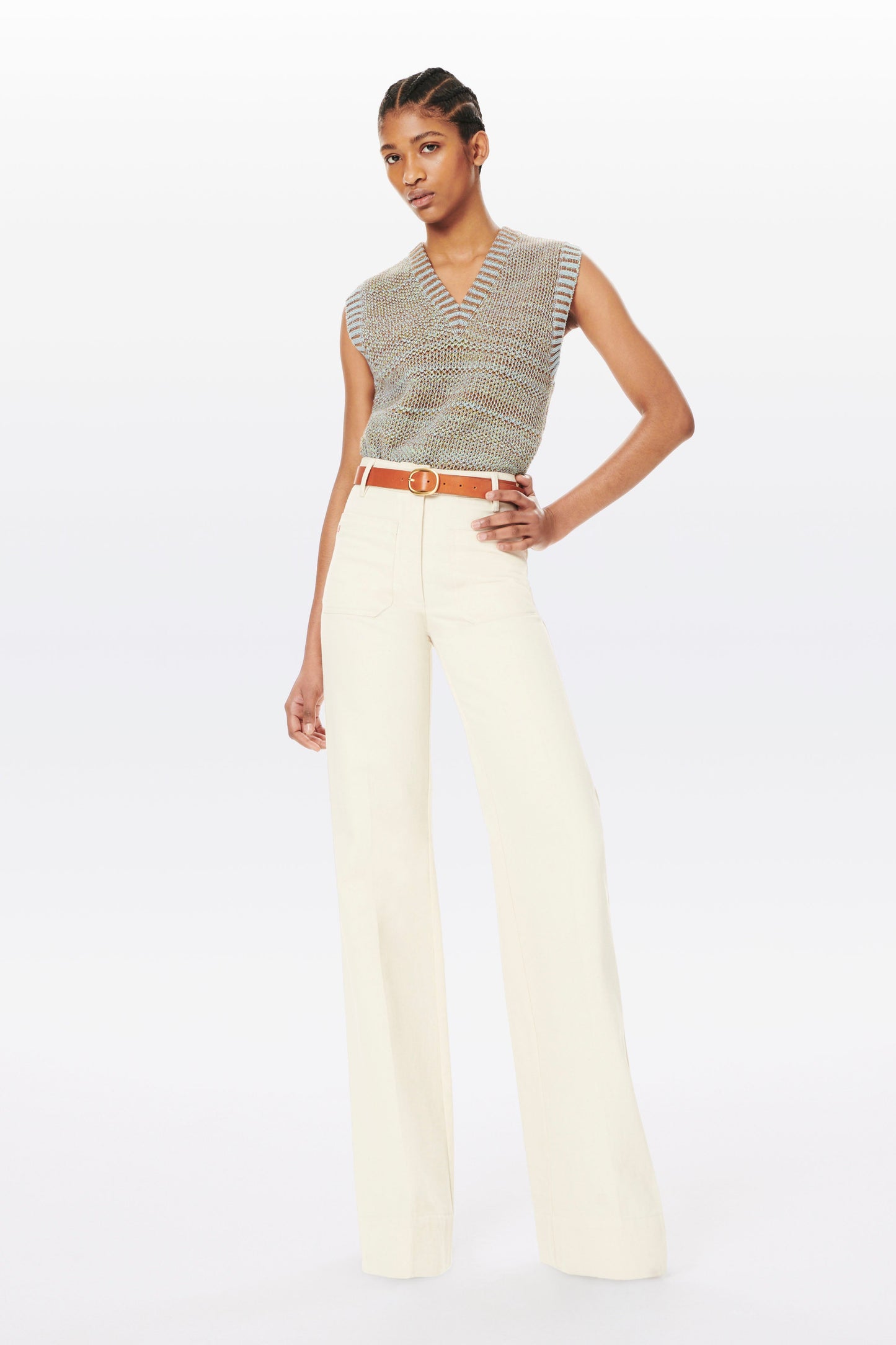 V-Neck Tabard Top in Sky Blue