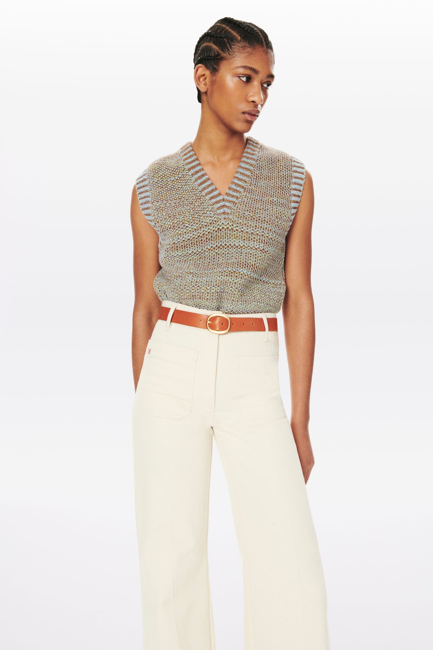 V-Neck Tabard Top in Sky Blue