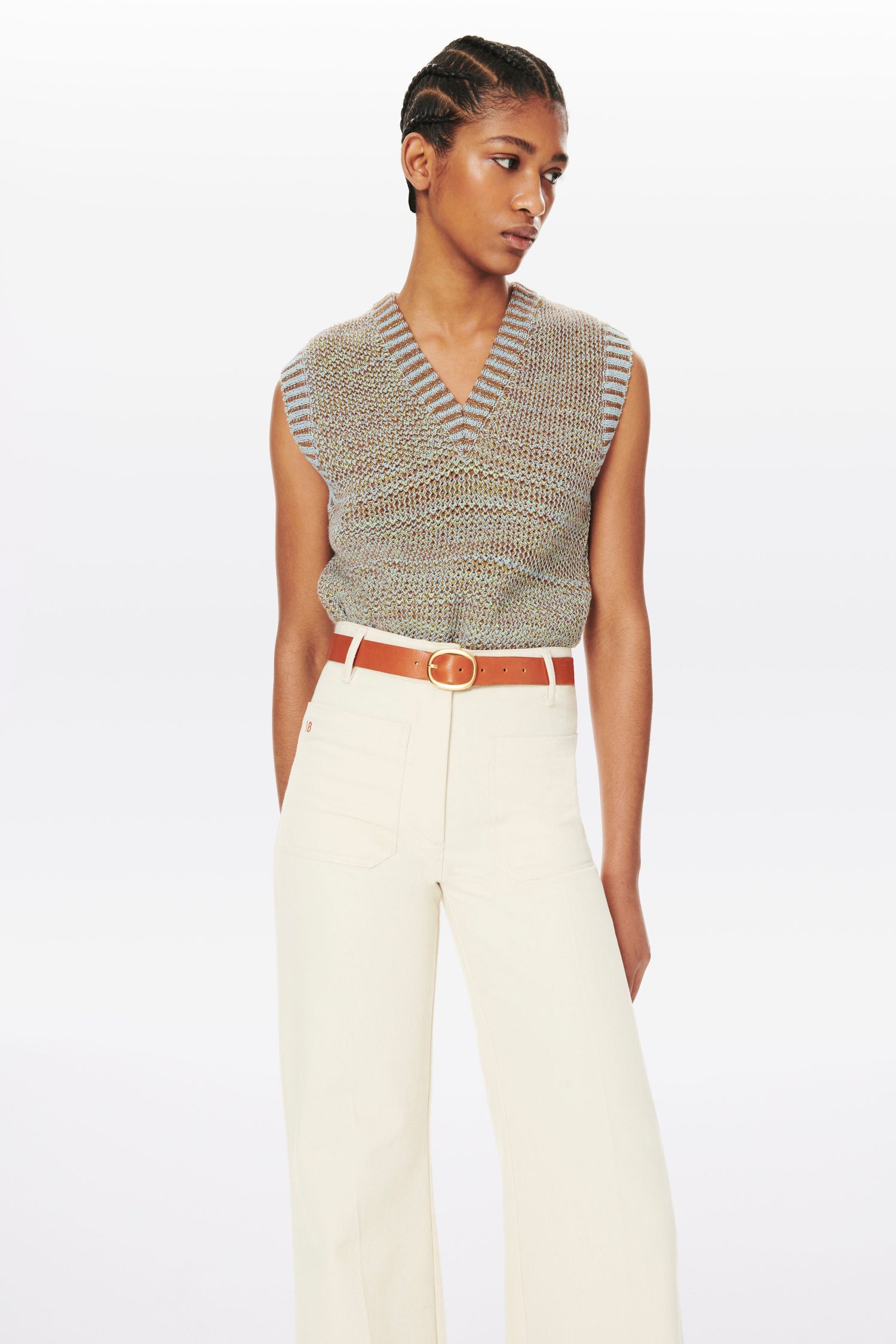 V-Neck Tabard Top in Sky Blue