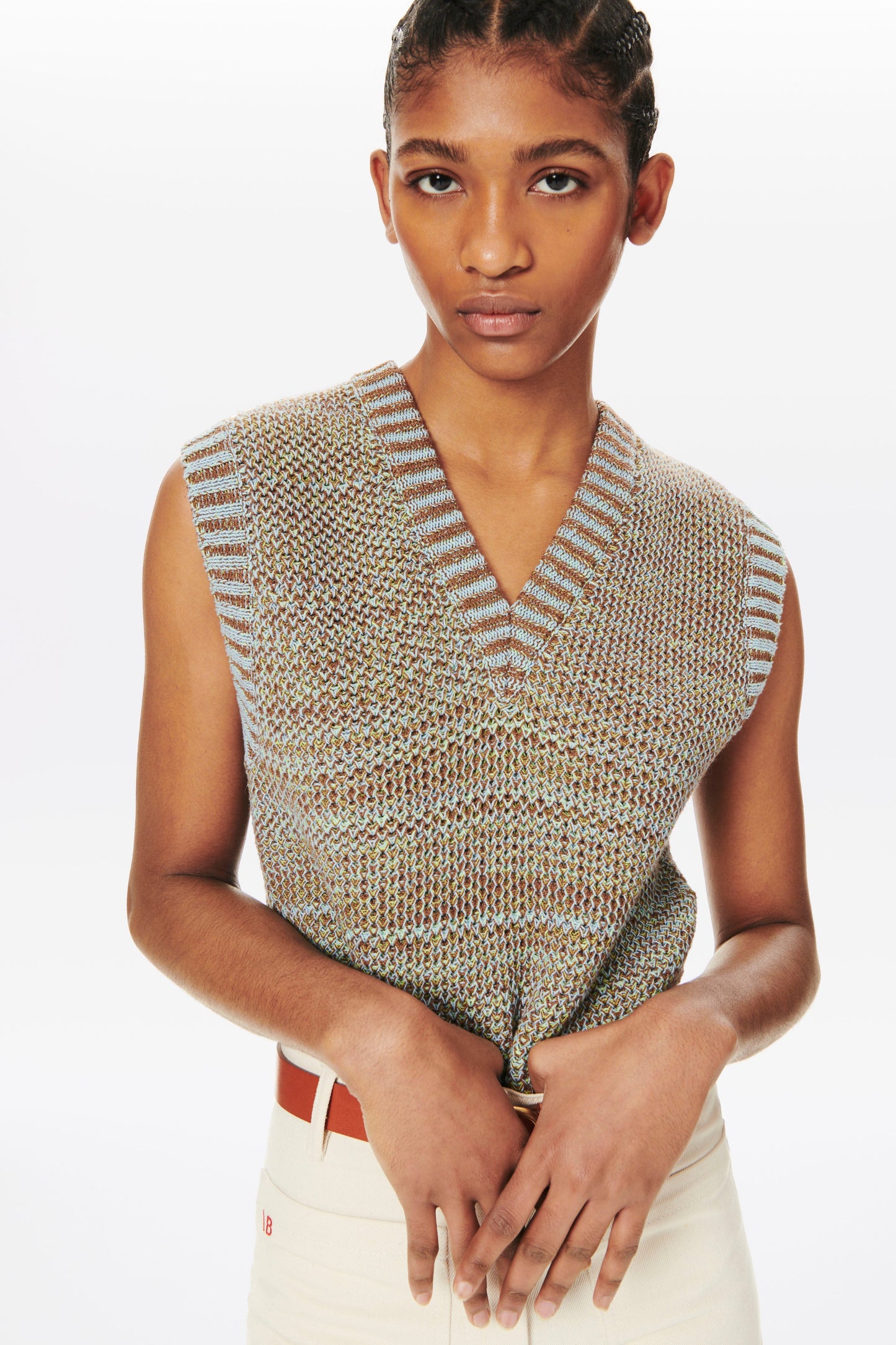 V-Neck Tabard Top in Sky Blue