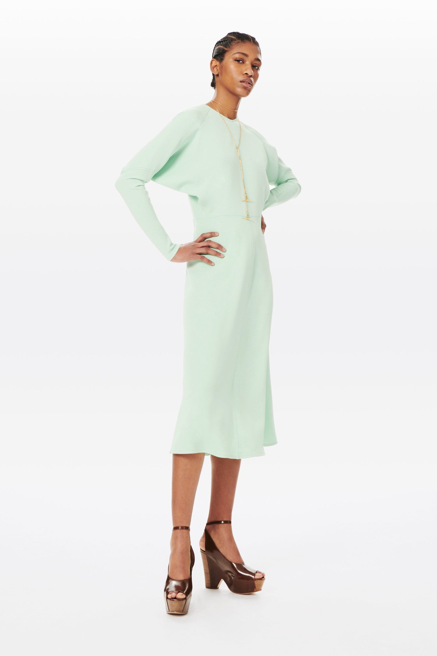 Dolman Sleeve Midi Dress in Peppermint