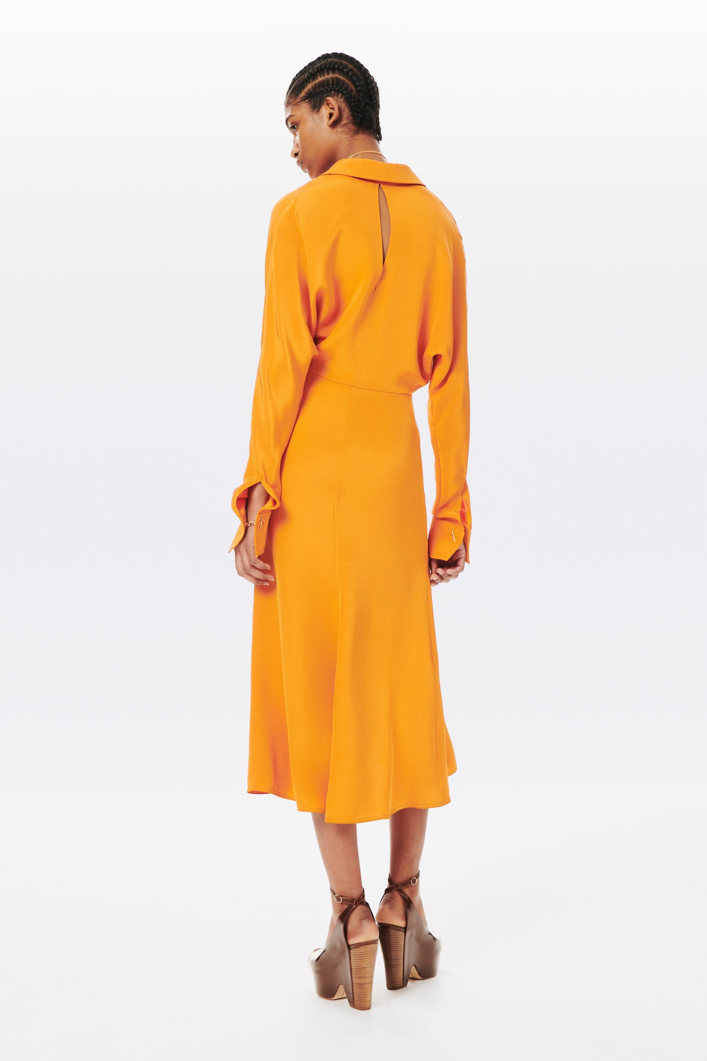 Wrap Front Midi Dress in Burnt Orange
