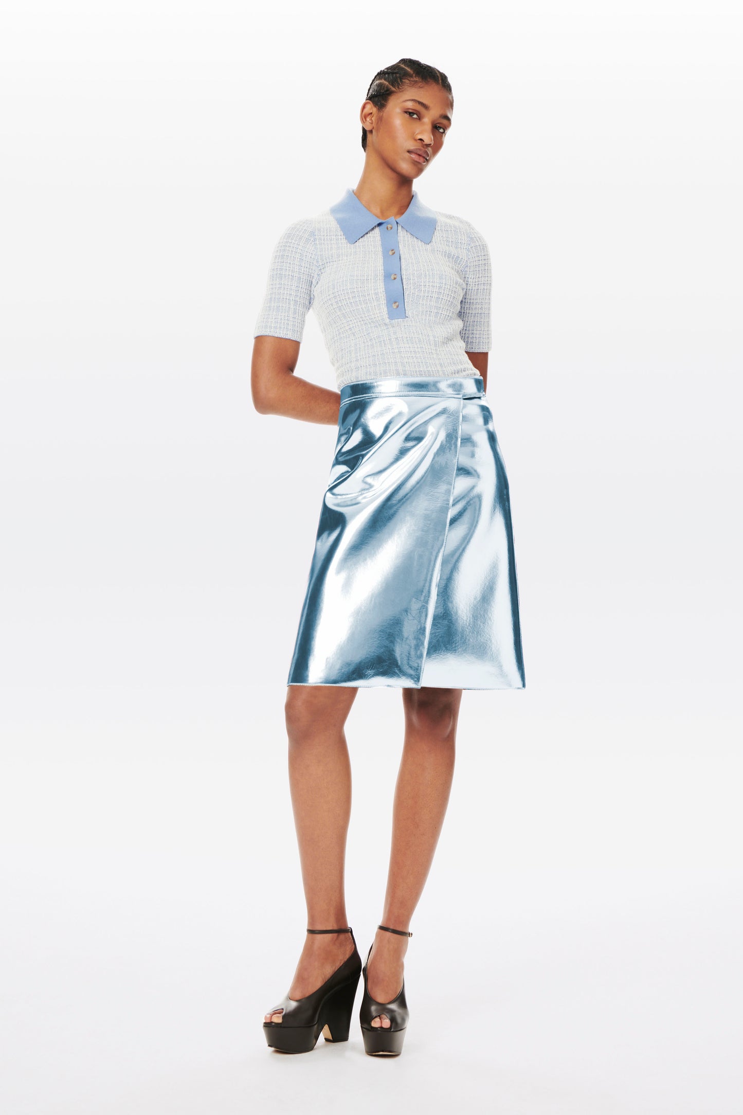 Scuba Wrap Skirt in Ice Blue