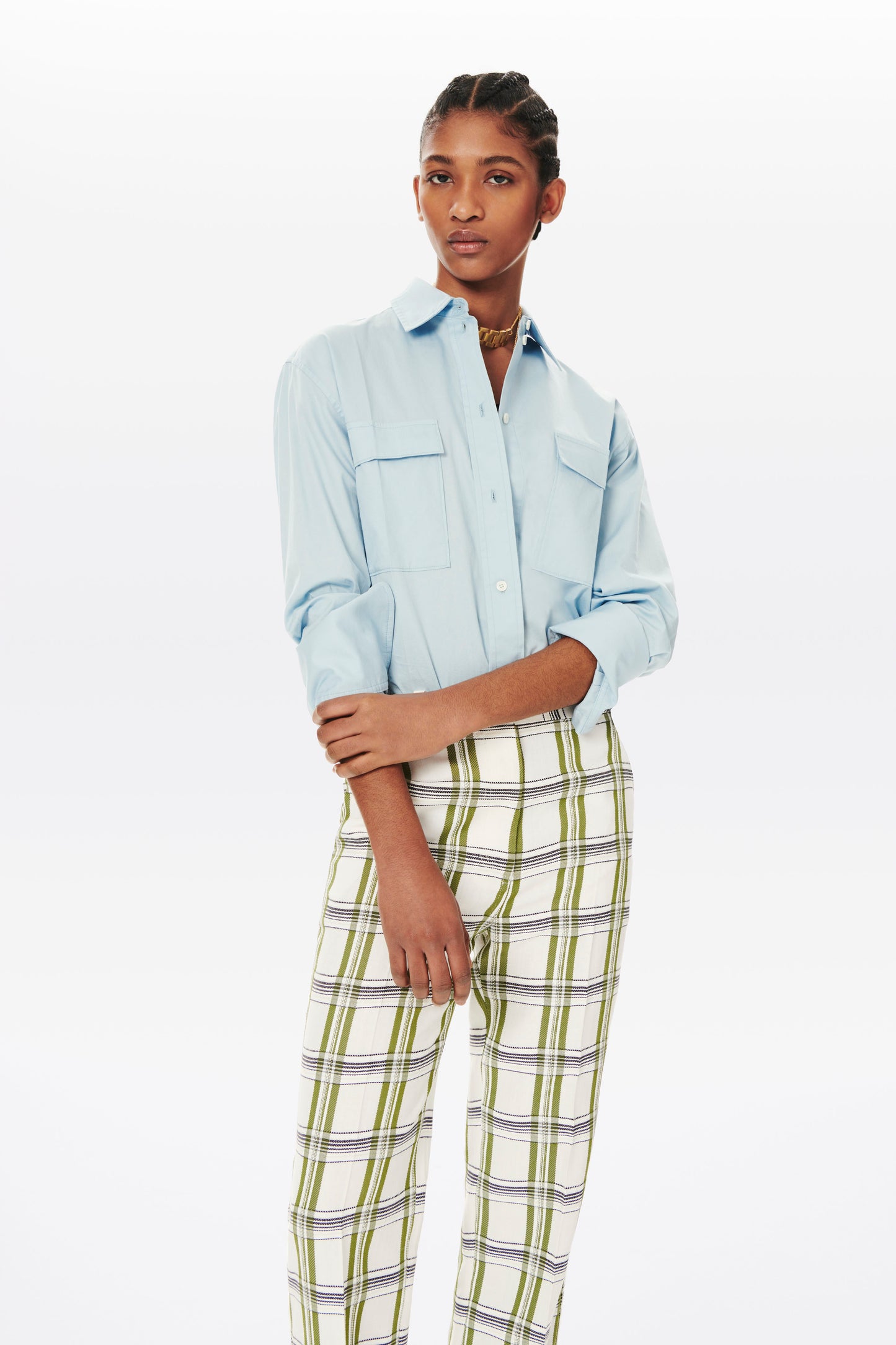 Pocket Detail Shirt in Baby Blue