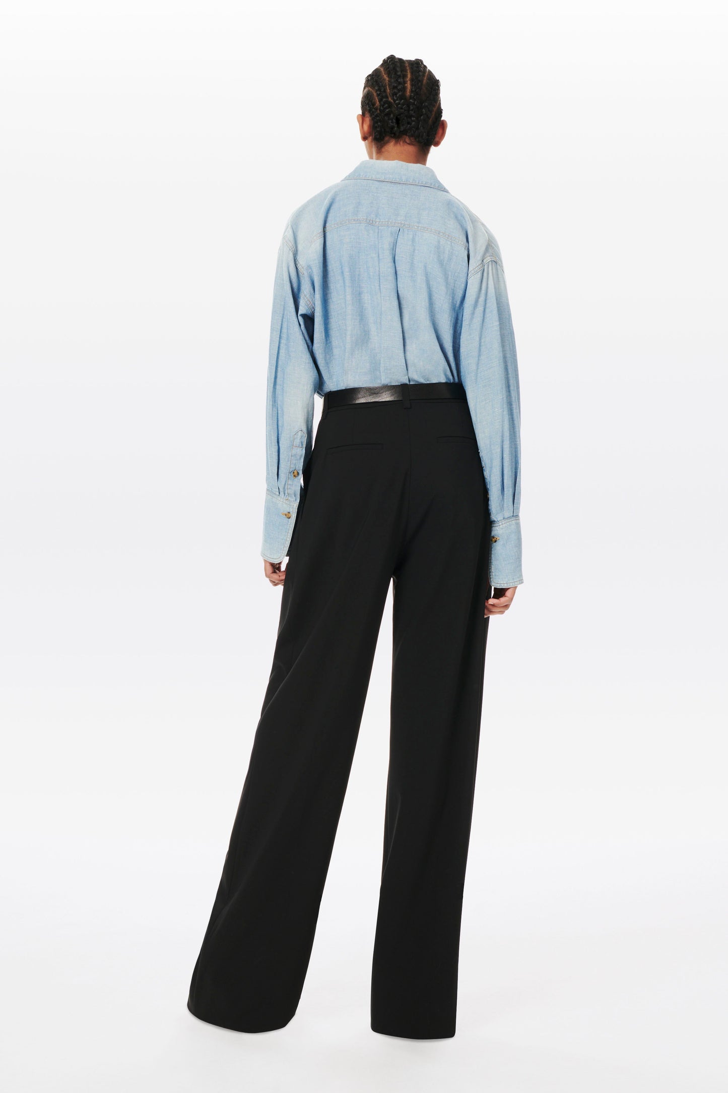 Patch Pocket Chambray Shirt in Pale Blue