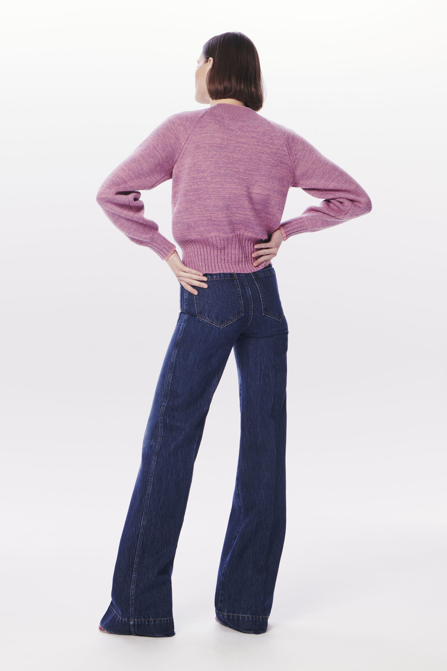 VB x Woolmark Square Neck Jumper in Lilac & Pink