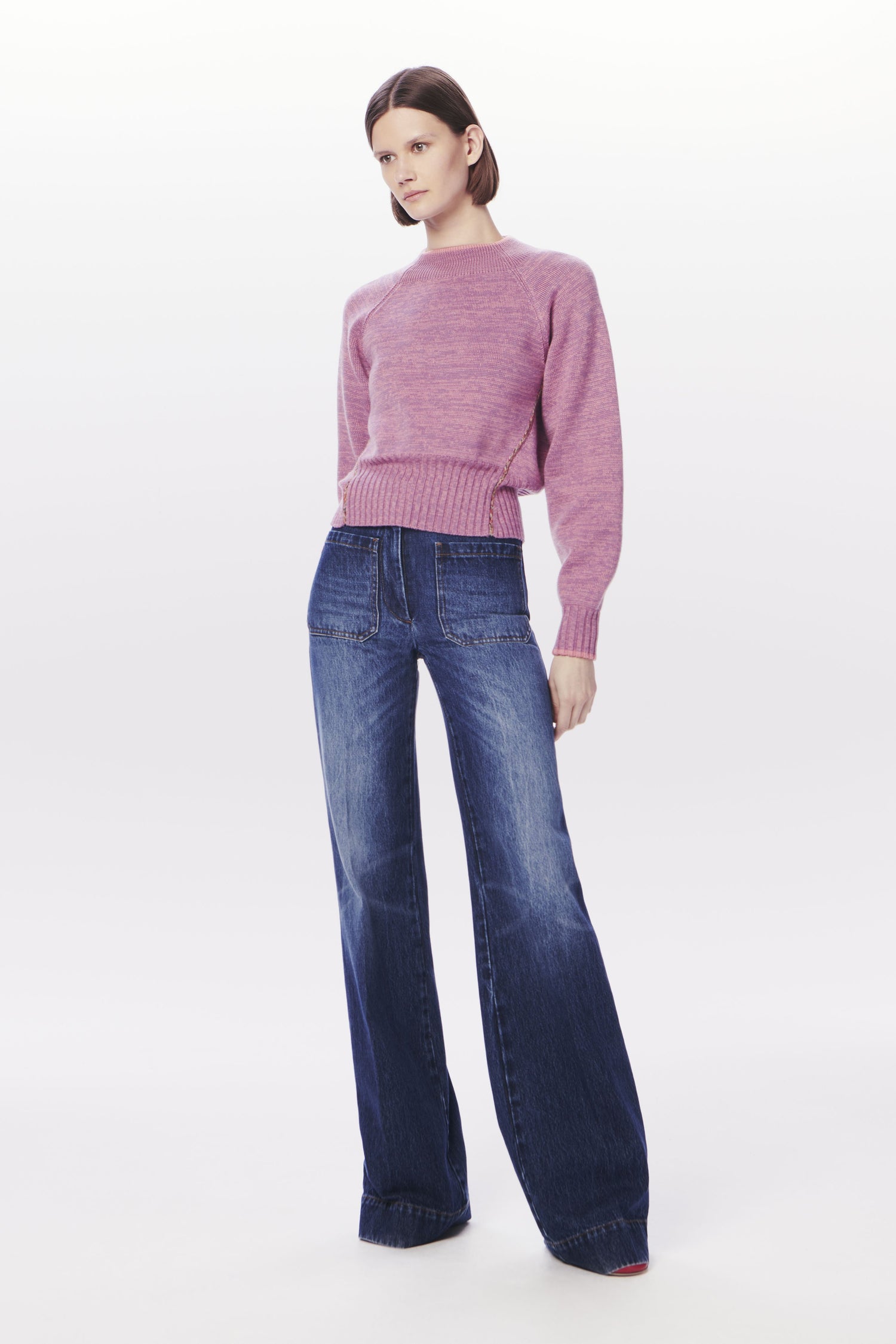 VB x Woolmark Square Neck Jumper in Lilac & Pink