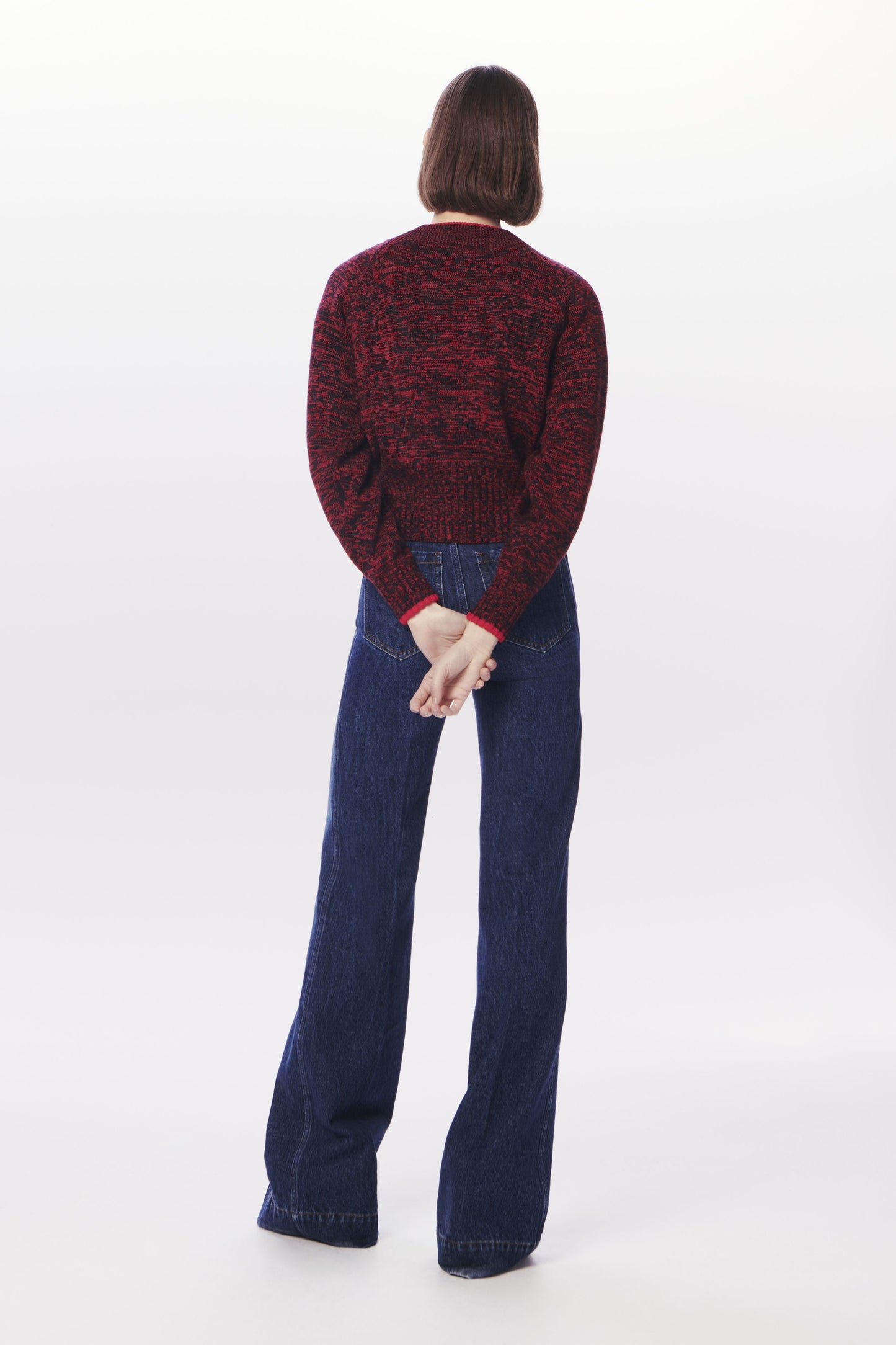 VB x Woolmark Square Neck Jumper in Navy & Red