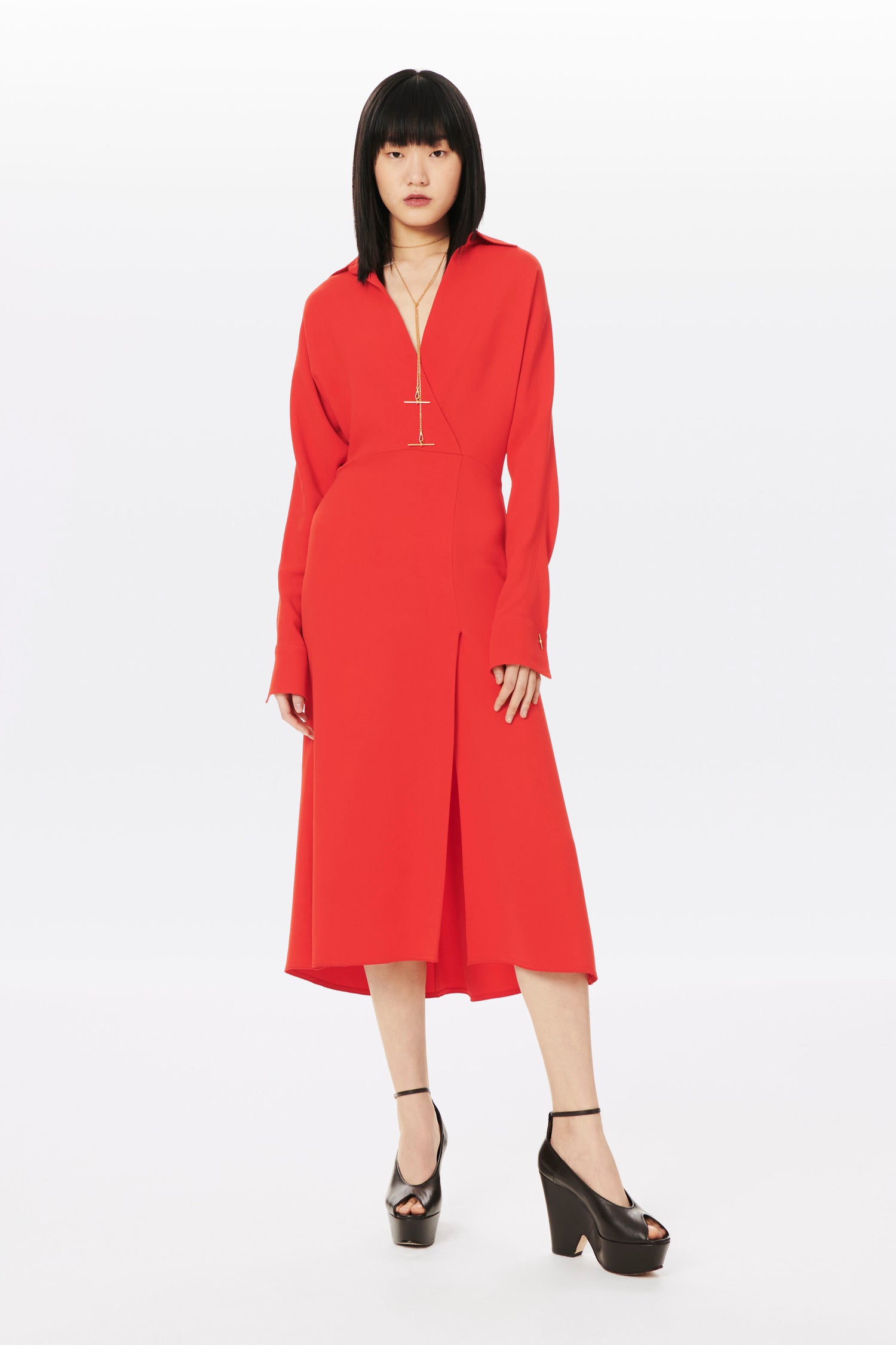 Wrap Front Midi Dress in Tomato