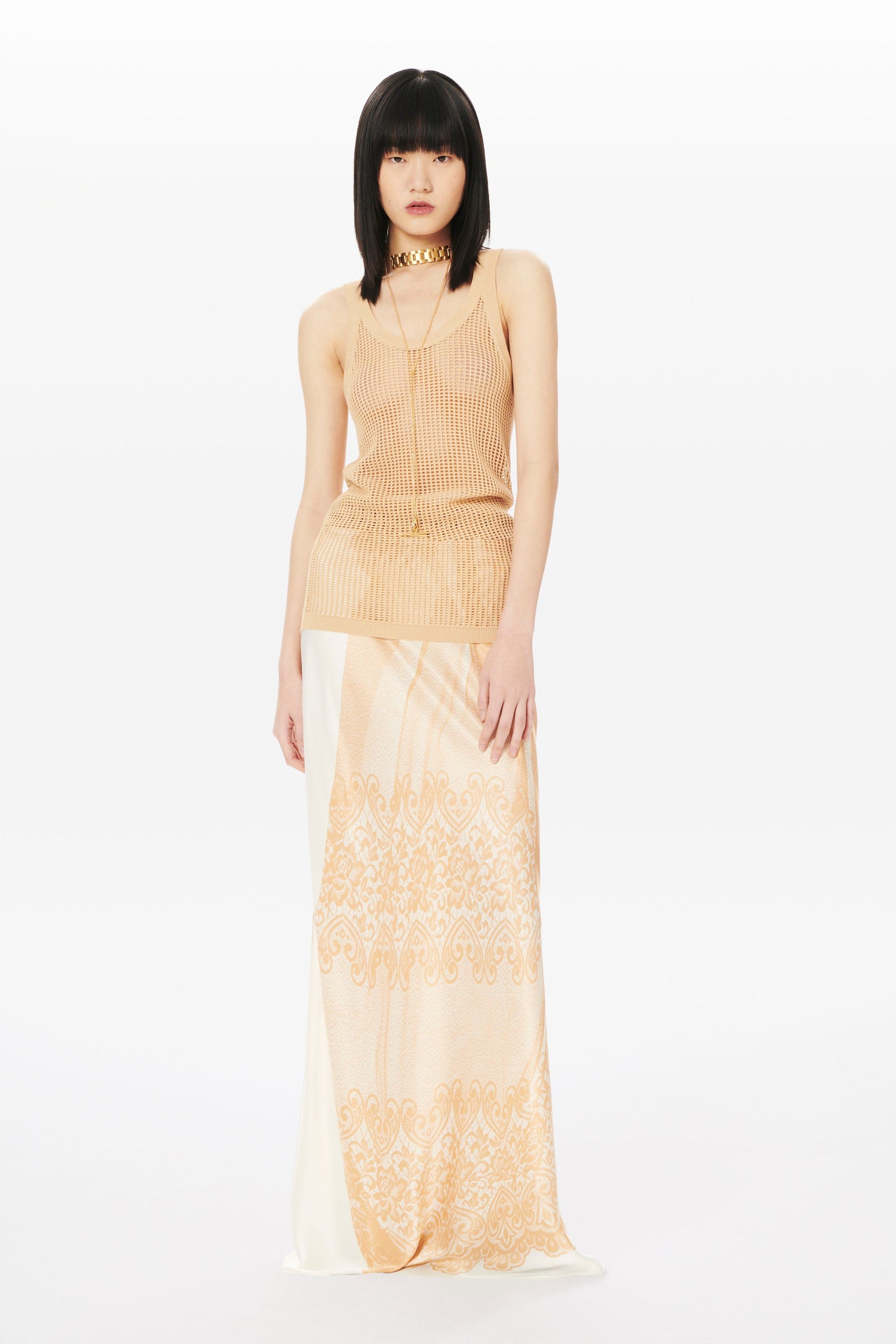 Scoop Neck String Vest in Caramel