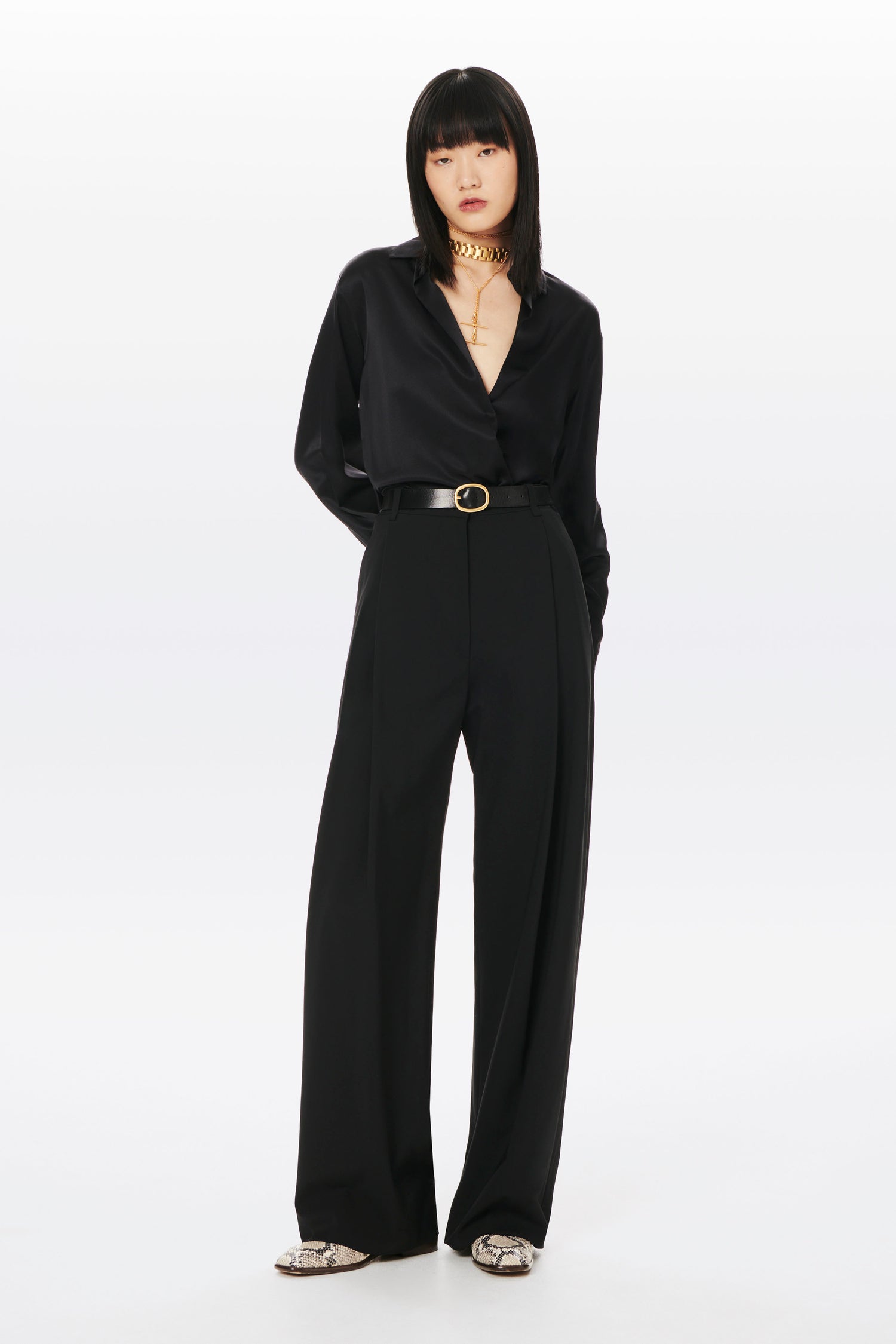 Single Pleat Trouser in Black