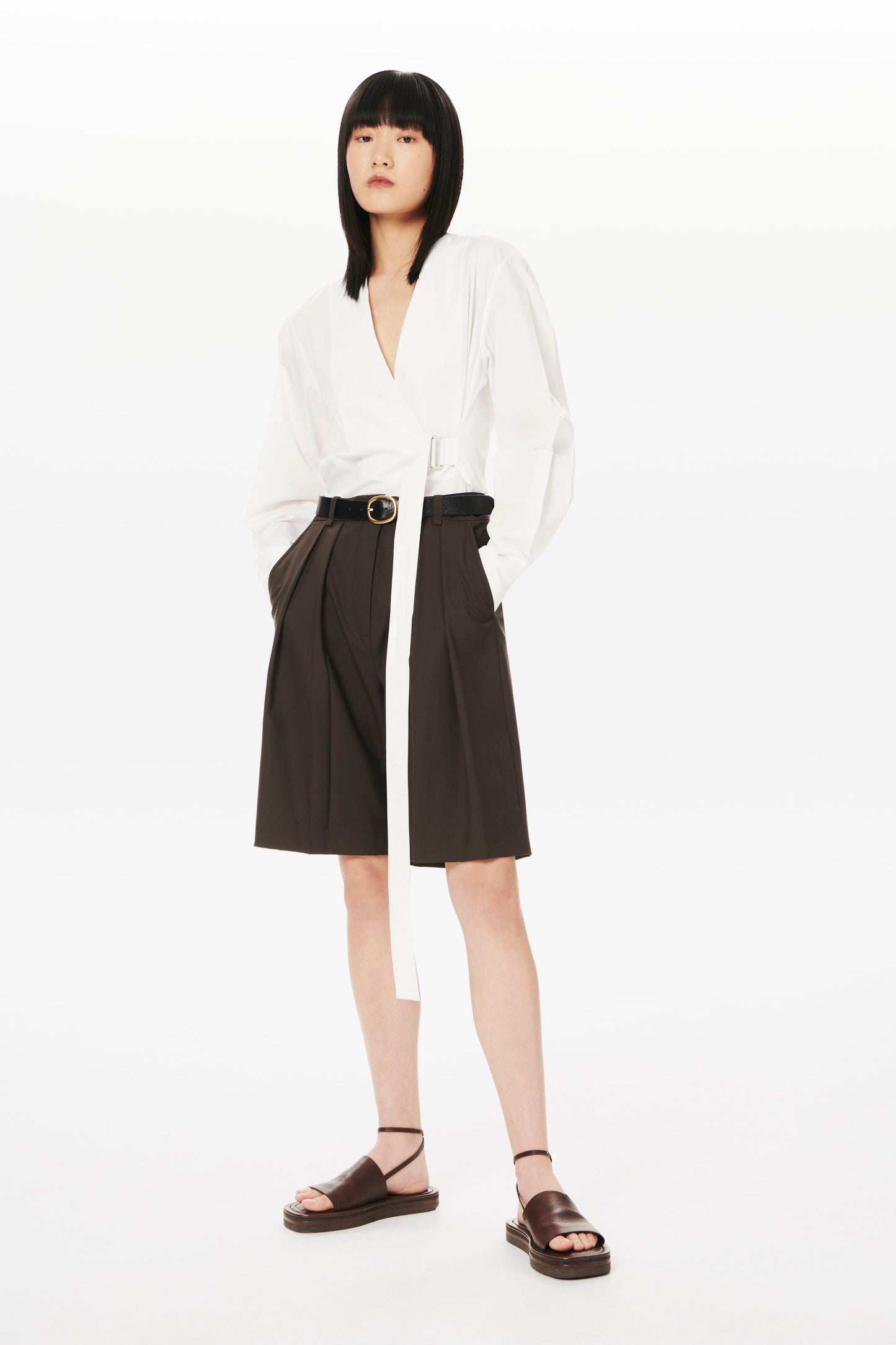V-Neck Wrap Shirt in White