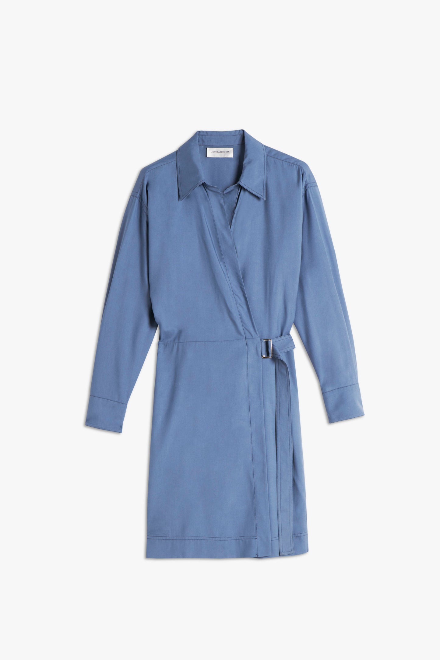 Wrap Shirt Dress in Petrol Blue