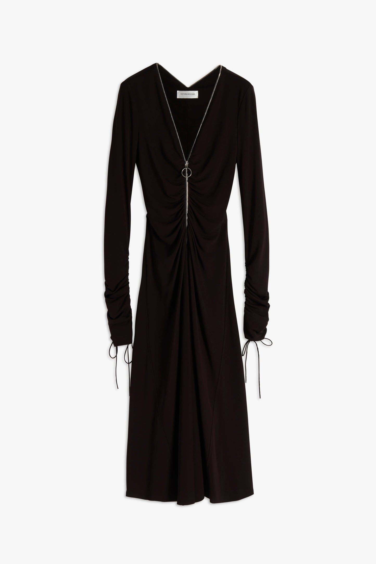 Zip Front Dress in Deep Brown