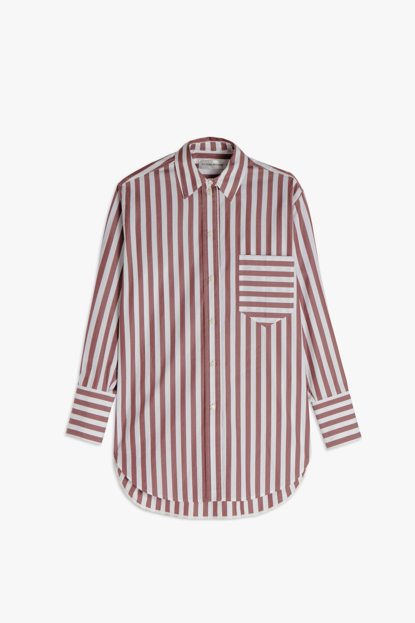 Patch Pocket Shirt in Dark Brown and White Stripe