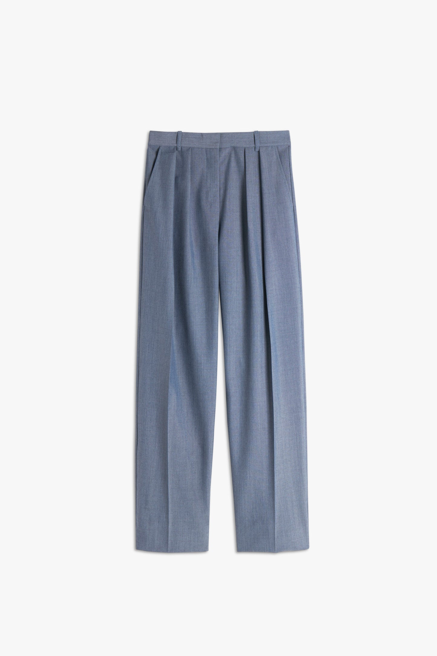 Double Pleat Slouch Trouser in Denim Blue