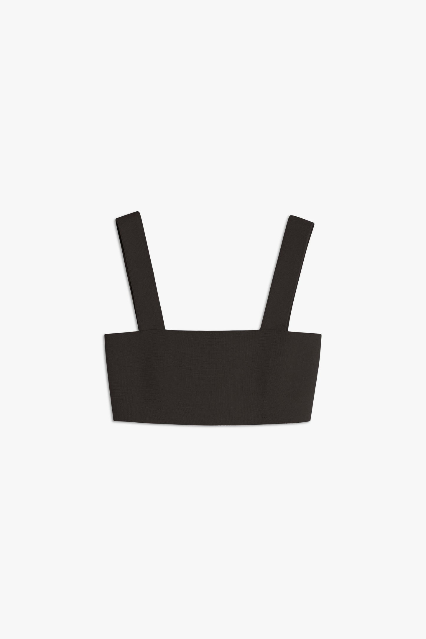 Product view of the thick strapped cropped bandeau top in black from Victoria Beckham.