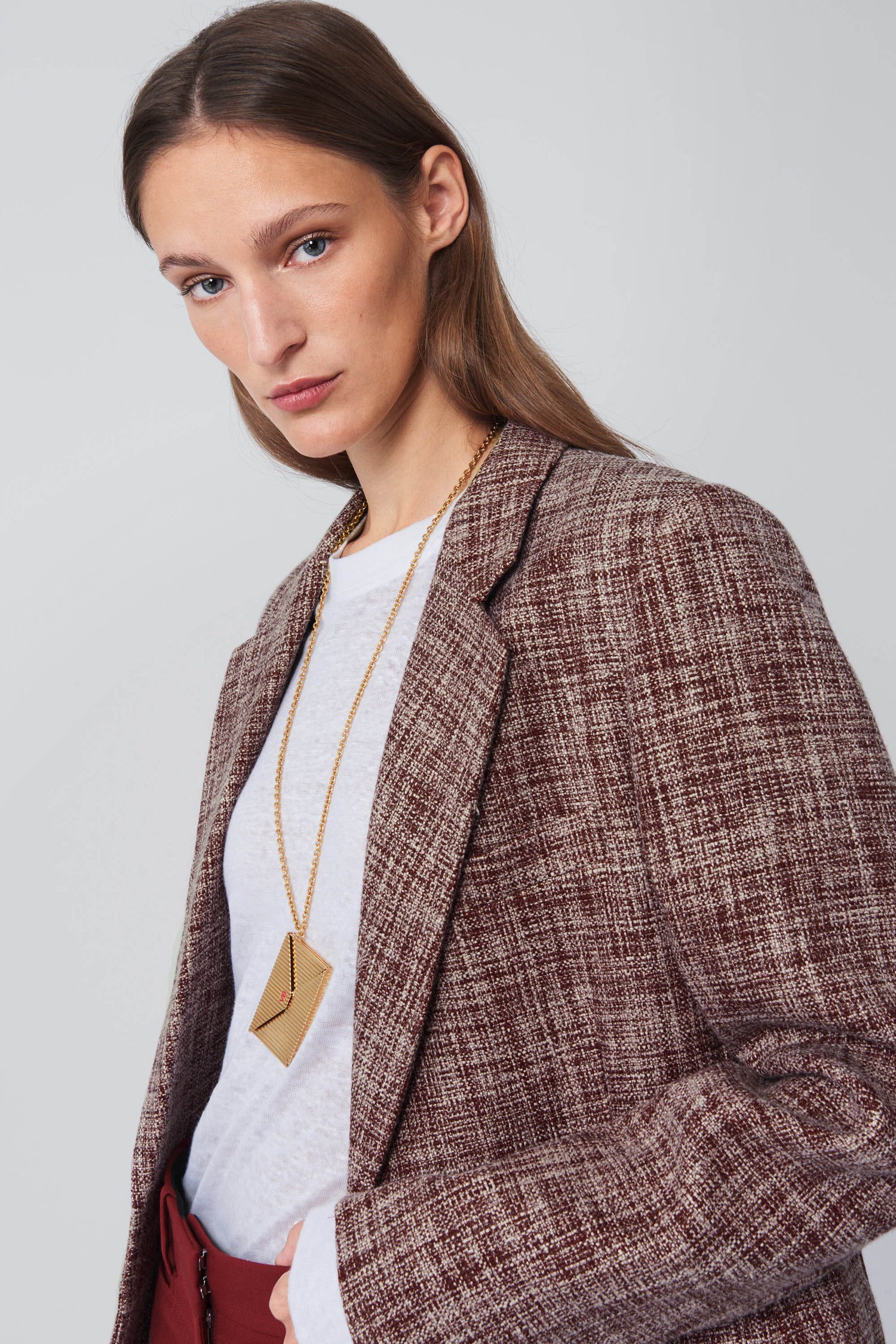 Single Breasted Tailored Jacket in Purple Melange