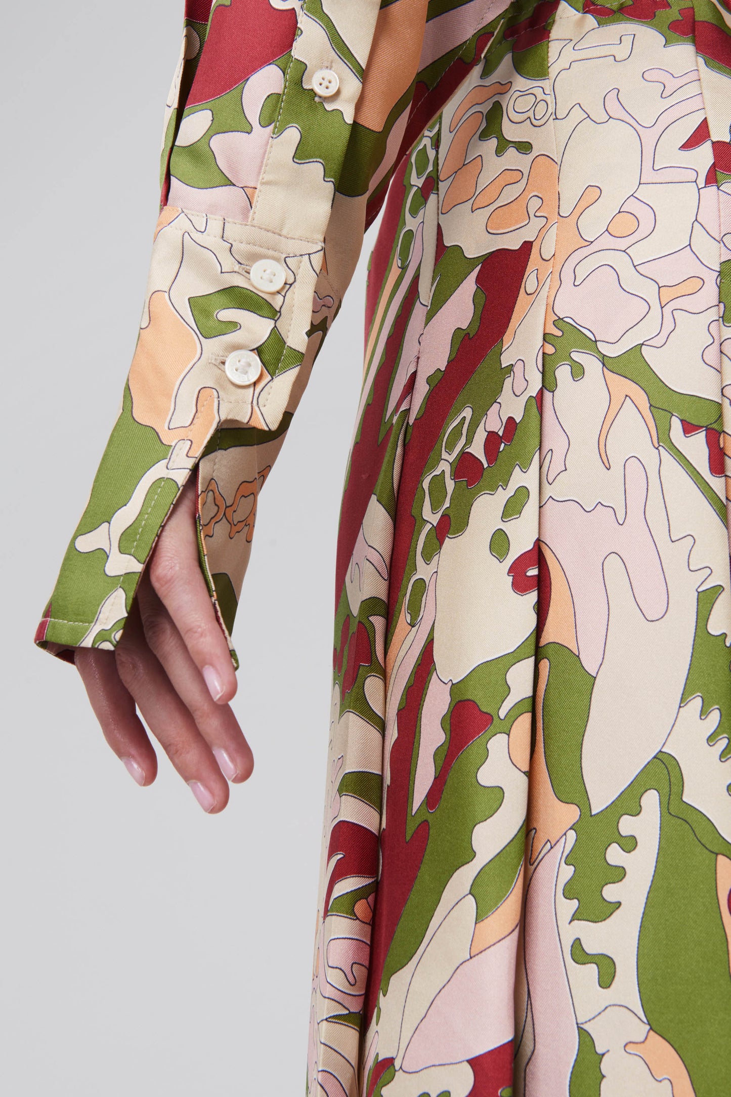 Pleated Wrap Skirt in Abstract Print
