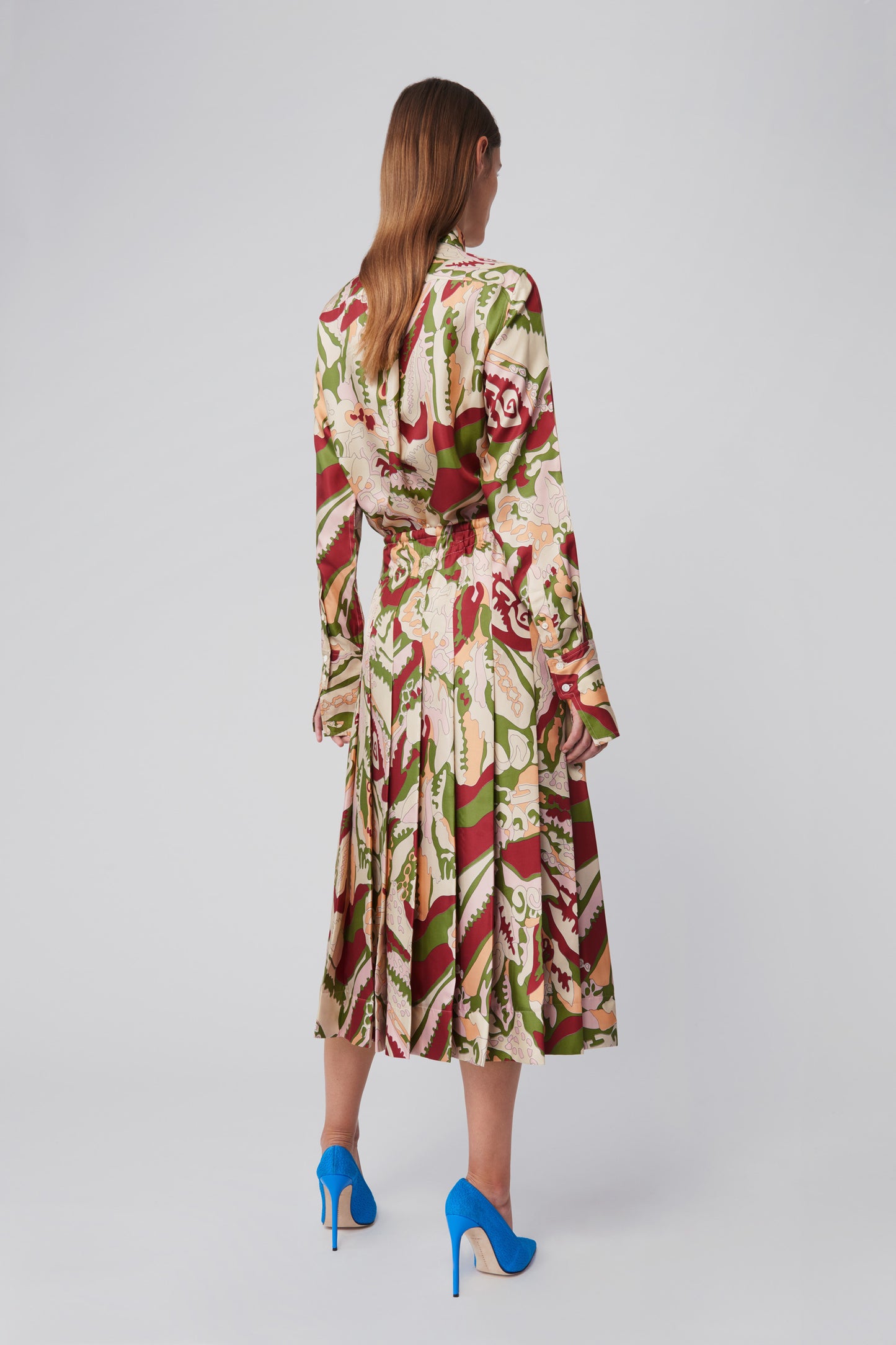 Pleated Wrap Skirt in Abstract Print