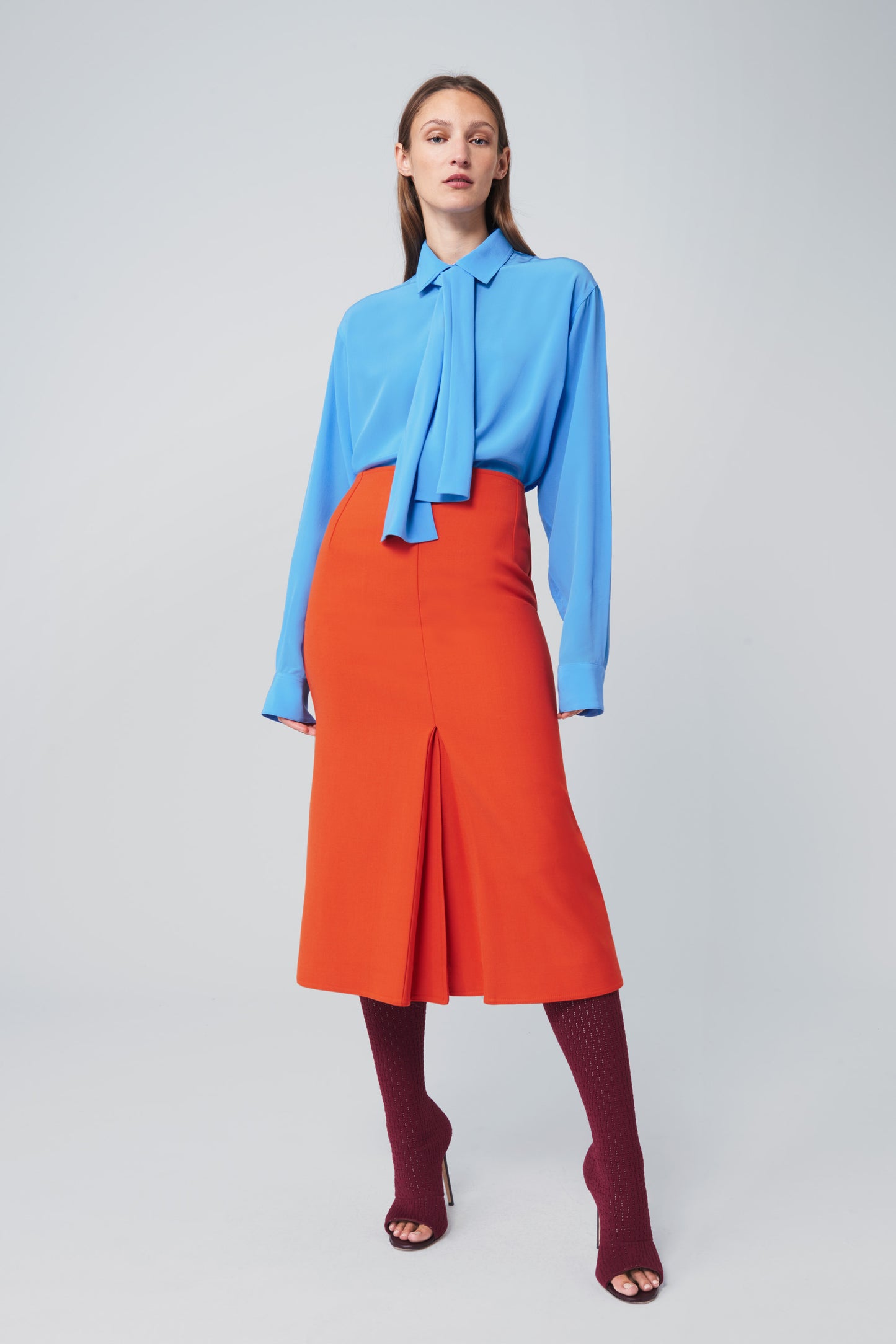 Tie Neck Blouse in Sky Blue