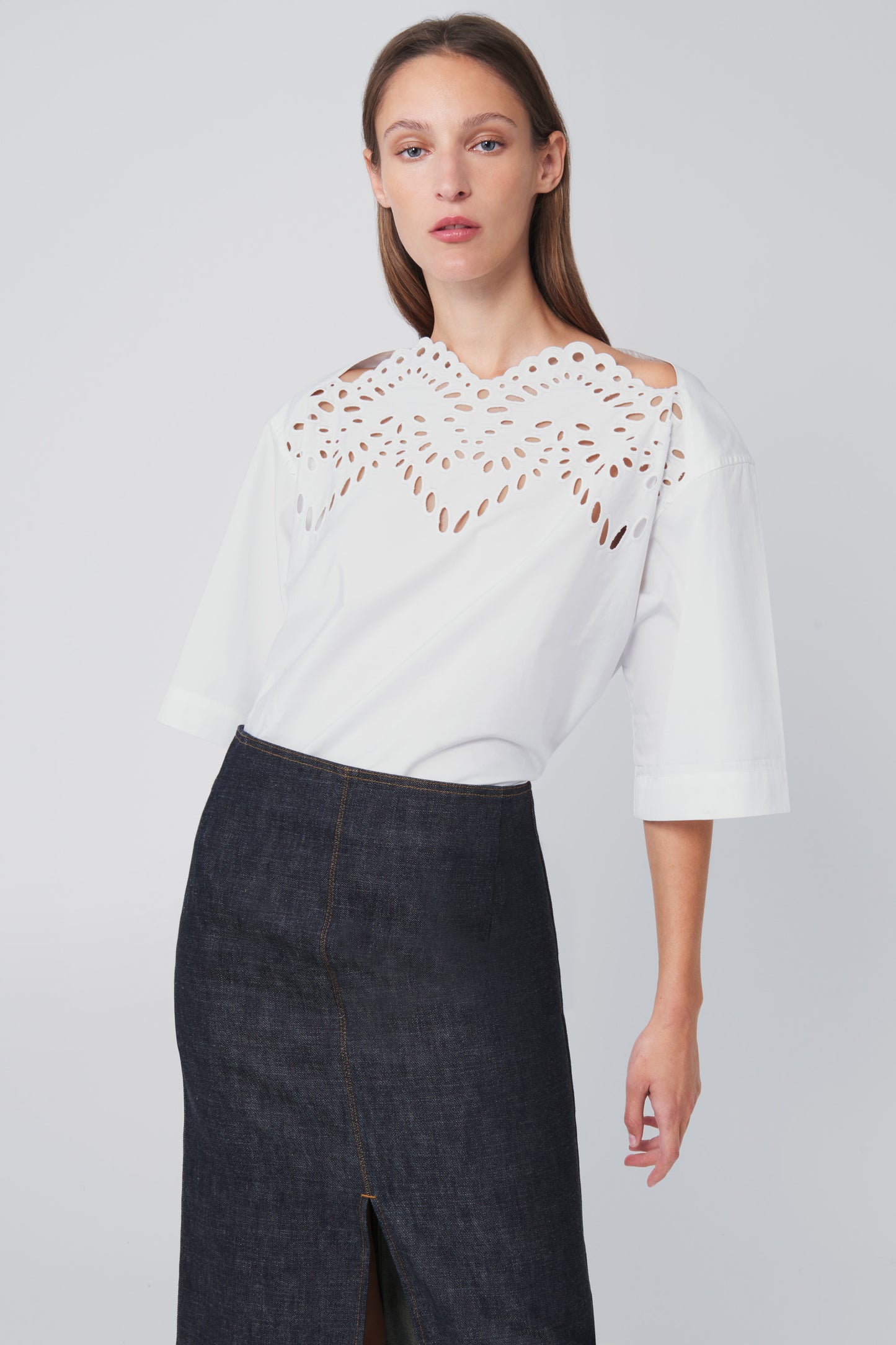 Broderie Anglaise Top in White