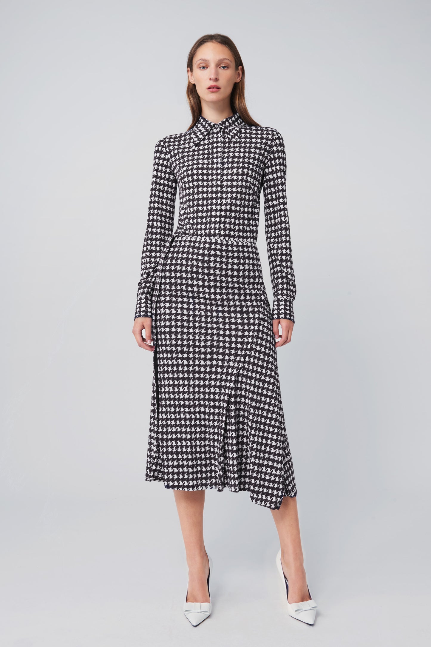 Fitted Shirt in Houndstooth Print