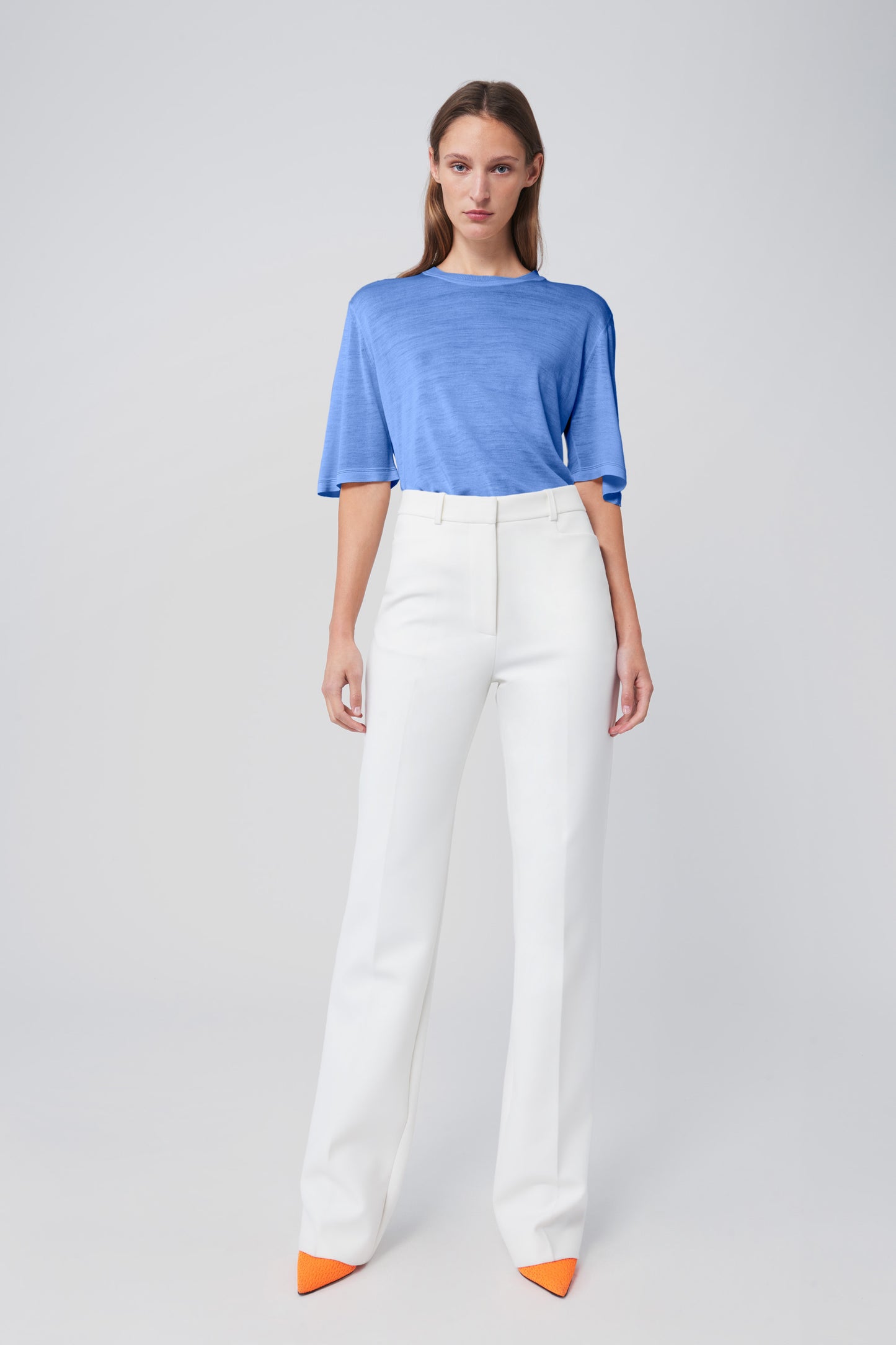 Knitted T-Shirt in Blue Melange