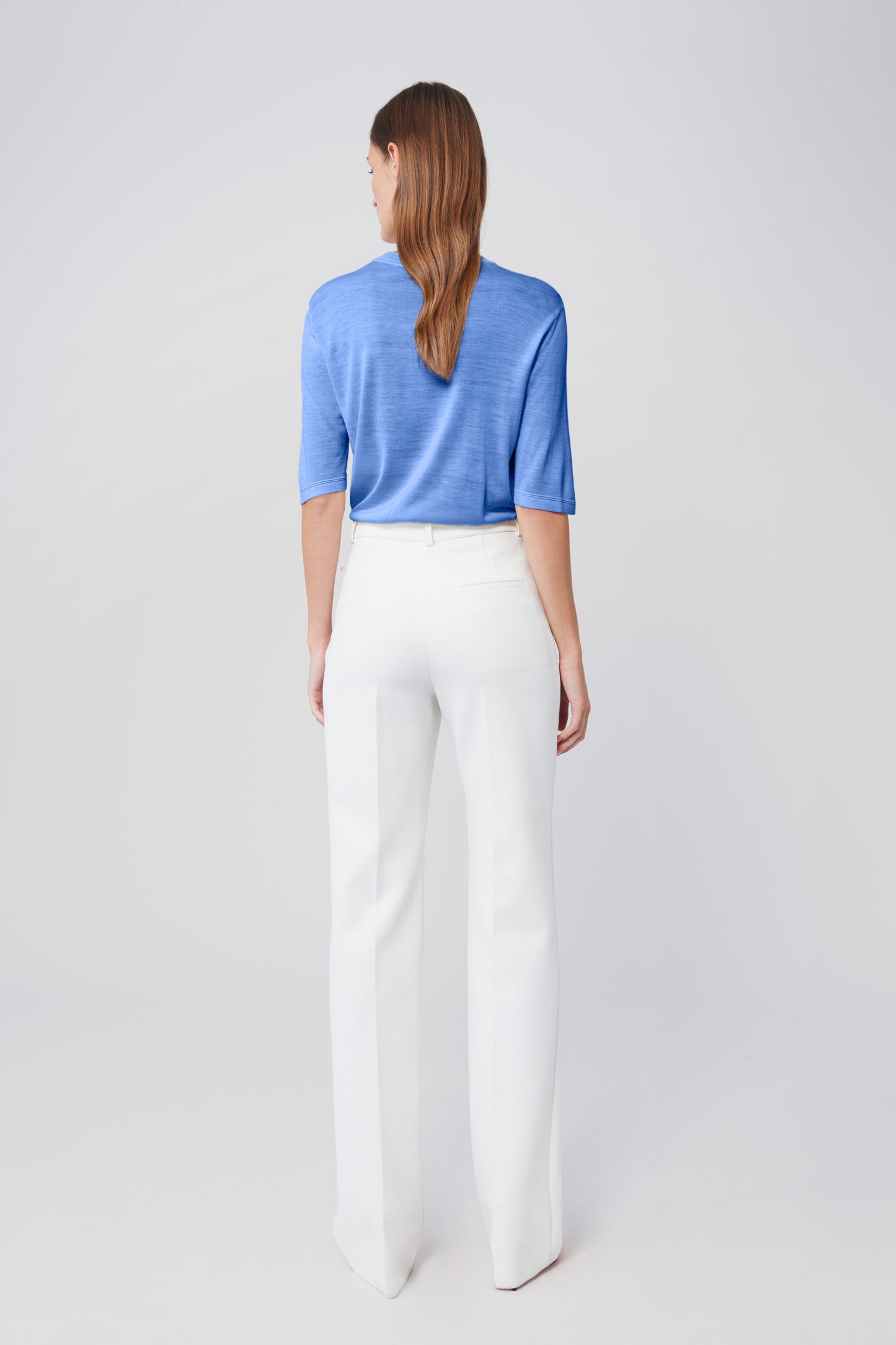 Knitted T-Shirt in Blue Melange