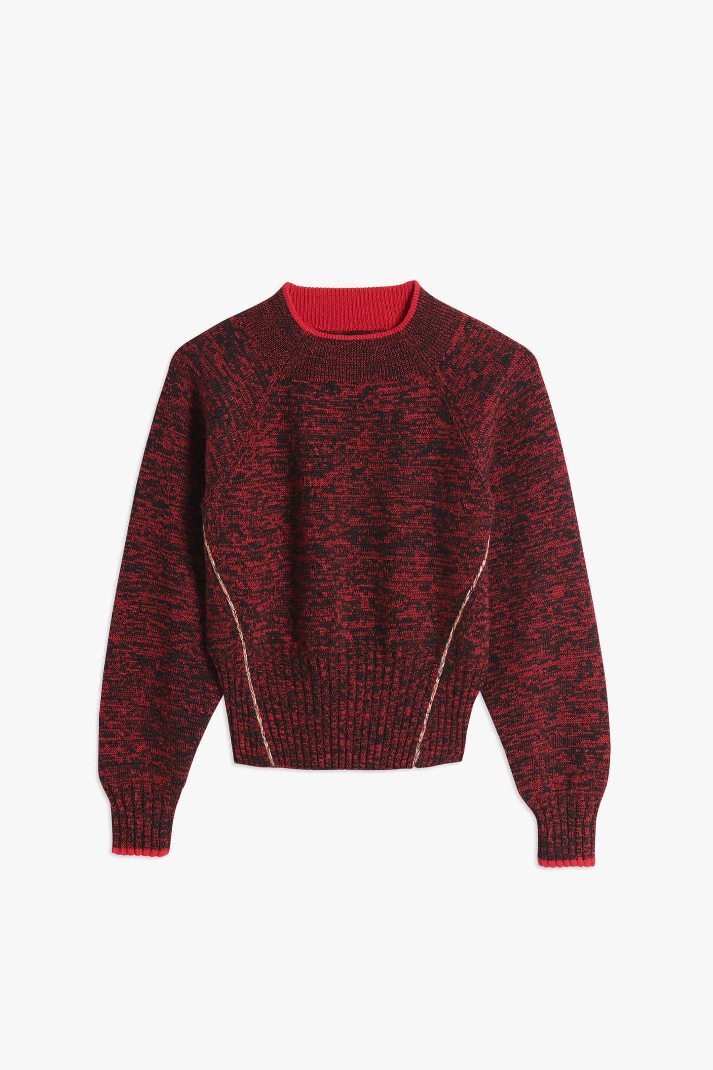 VB x Woolmark Square Neck Jumper in Navy & Red