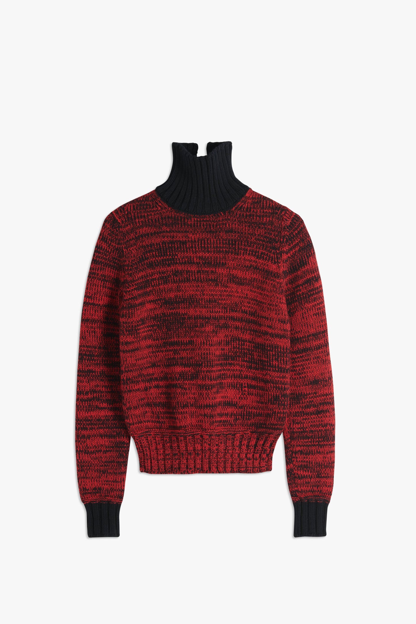 VB x Woolmark Contrast Rib Poloneck in Bright Red & Navy