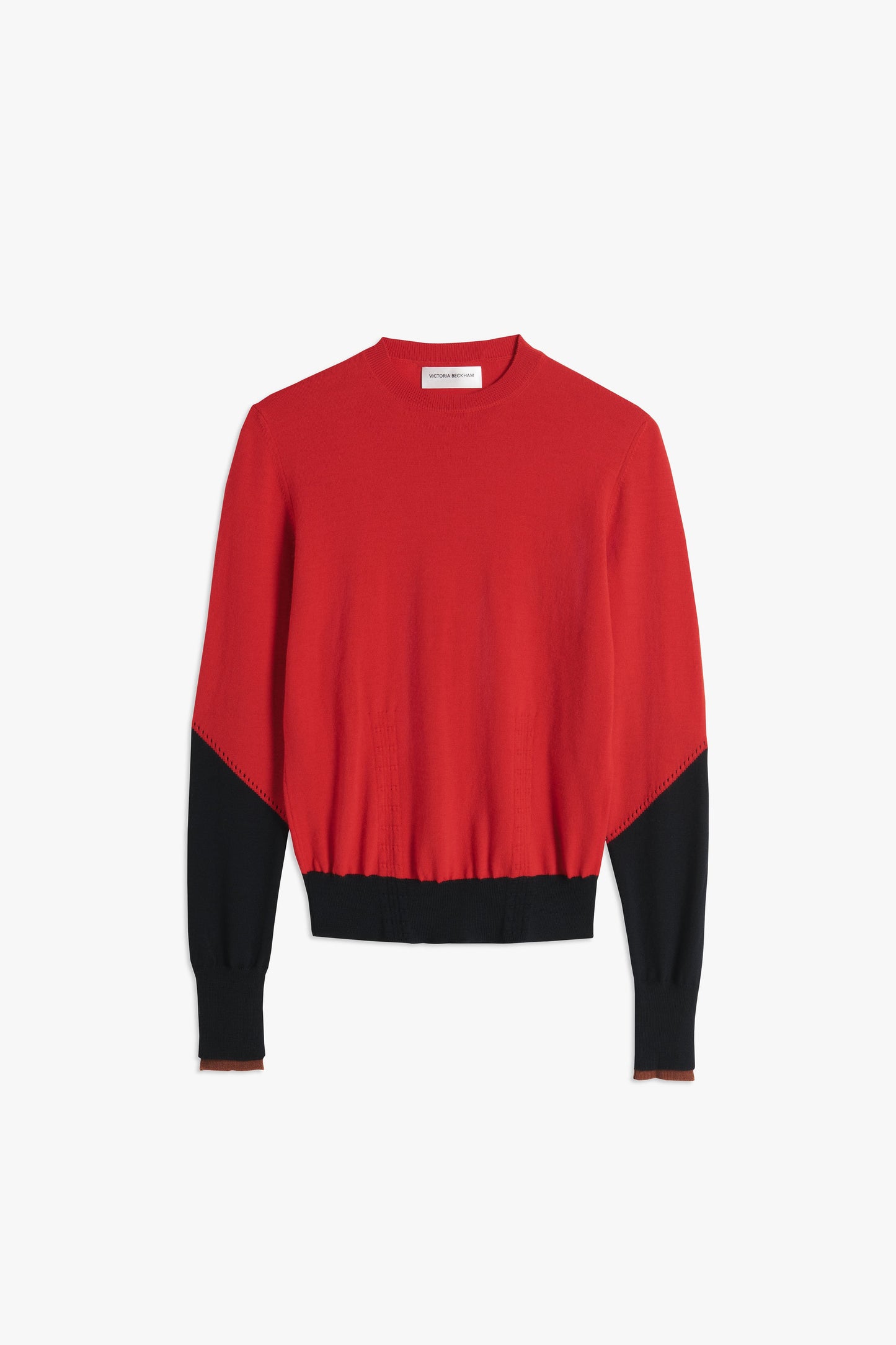 VB x Woolmark Colour Block Jumper in Bright Red & Navy