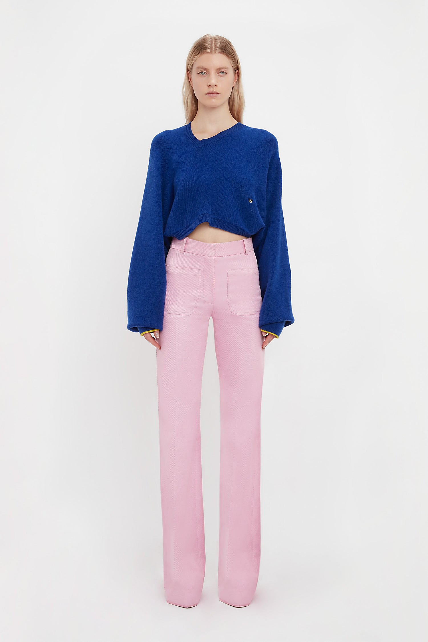 Asymmetric Cropped Jumper In Cobalt