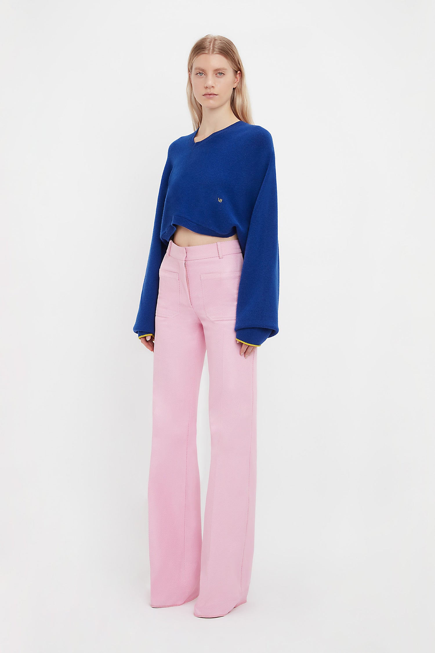 Asymmetric Cropped Jumper In Cobalt