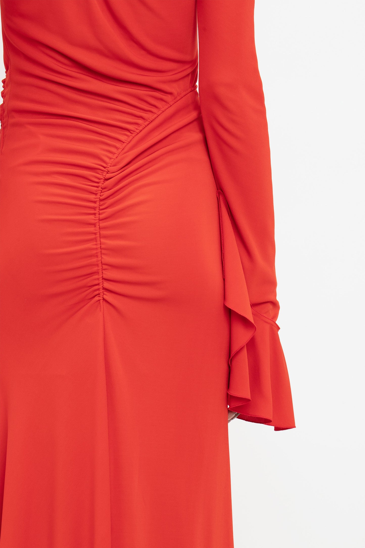 Asymmetric Slash Jersey Dress In Crimson