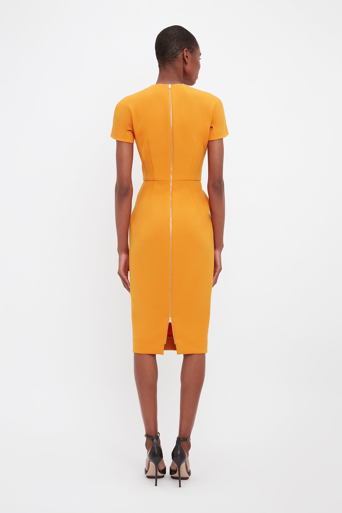 Dart Detail Fitted T-Shirt Dress In Mandarin