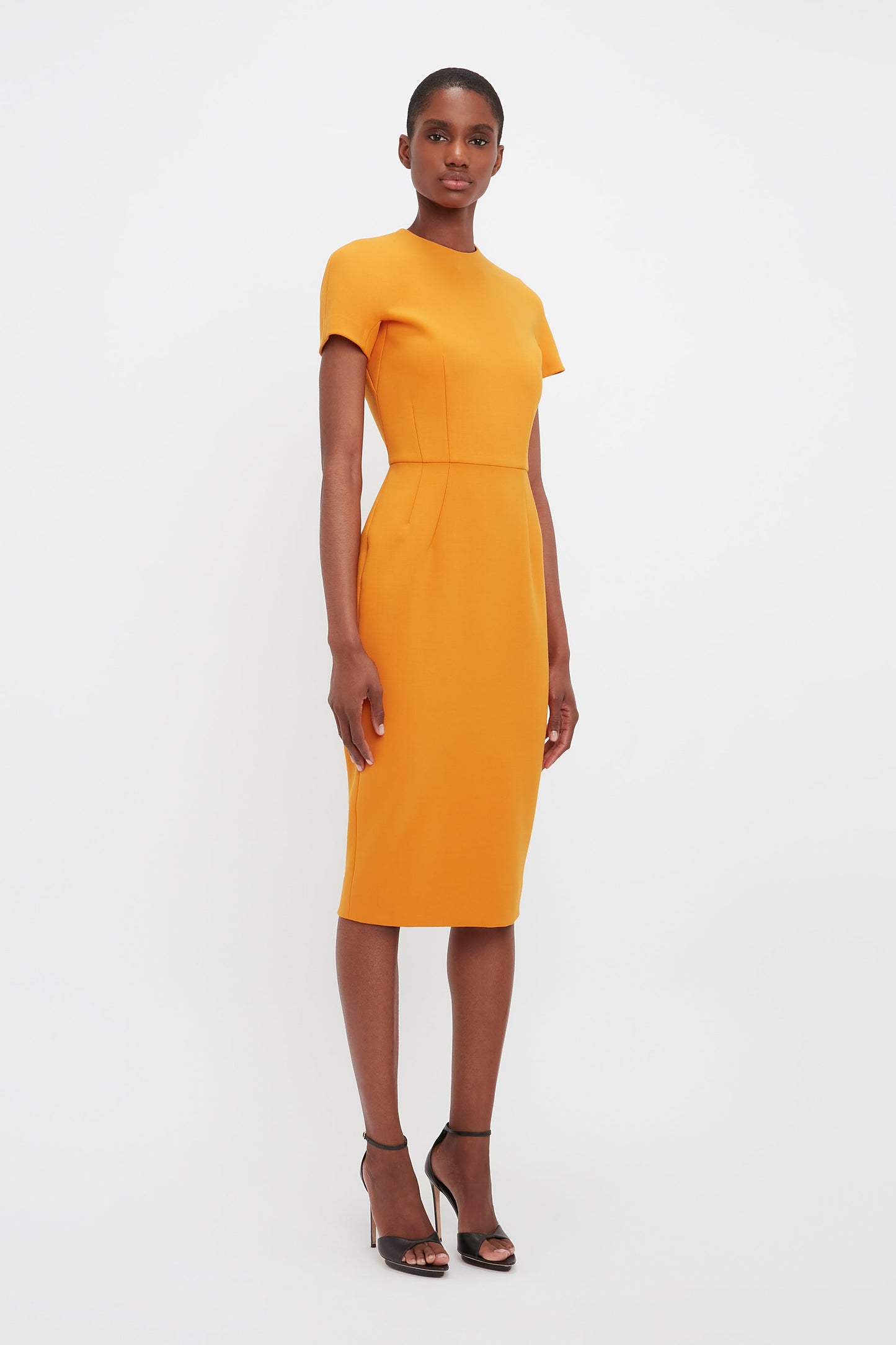 Dart Detail Fitted T-Shirt Dress In Mandarin