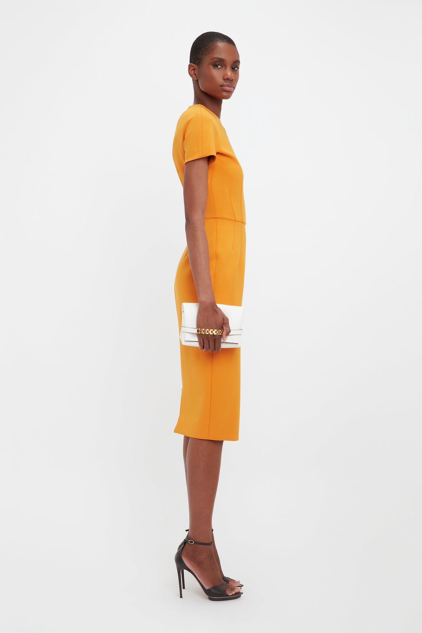 Dart Detail Fitted T-Shirt Dress In Mandarin