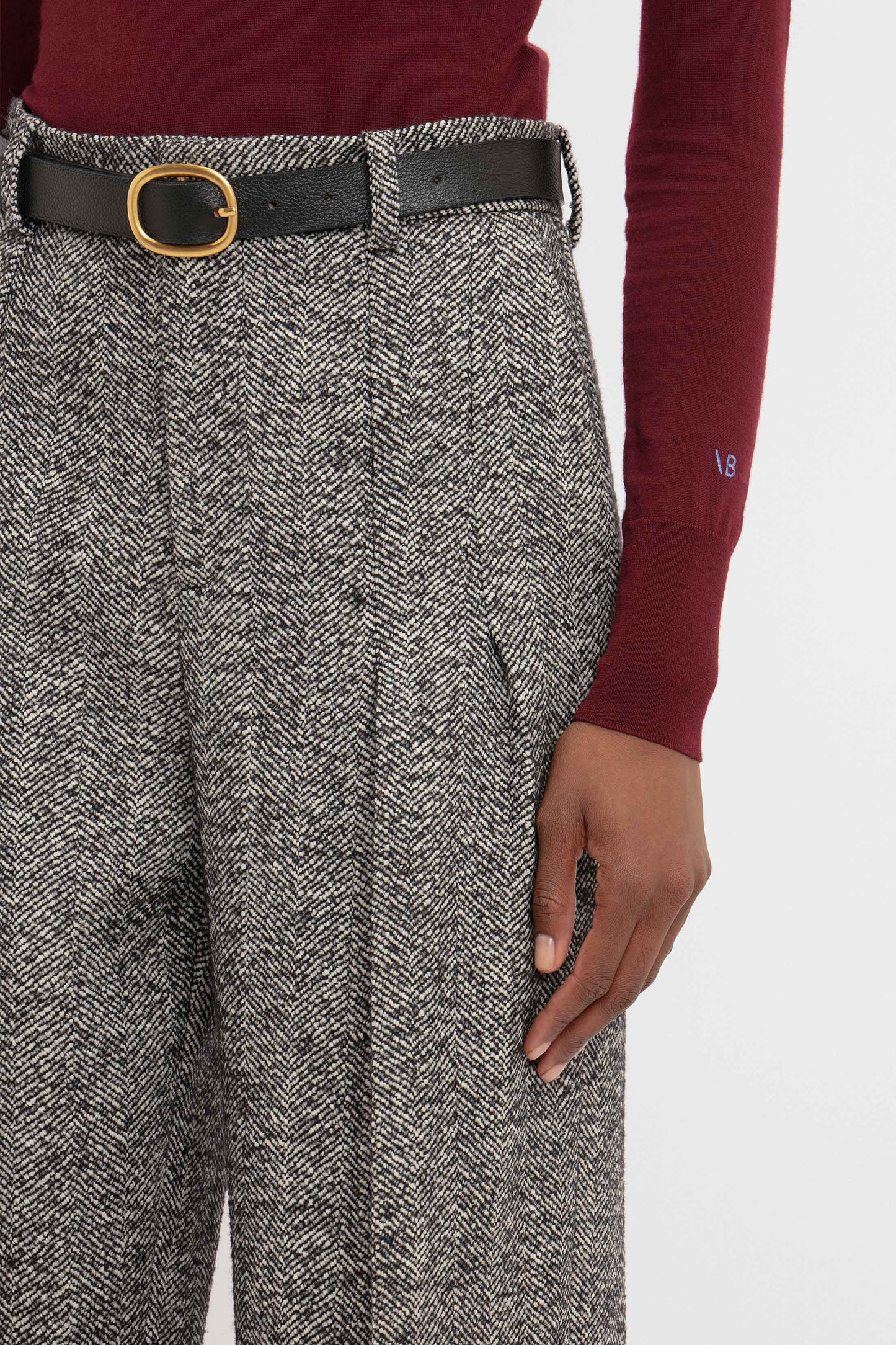Front Pleat Trousers In Monochrome