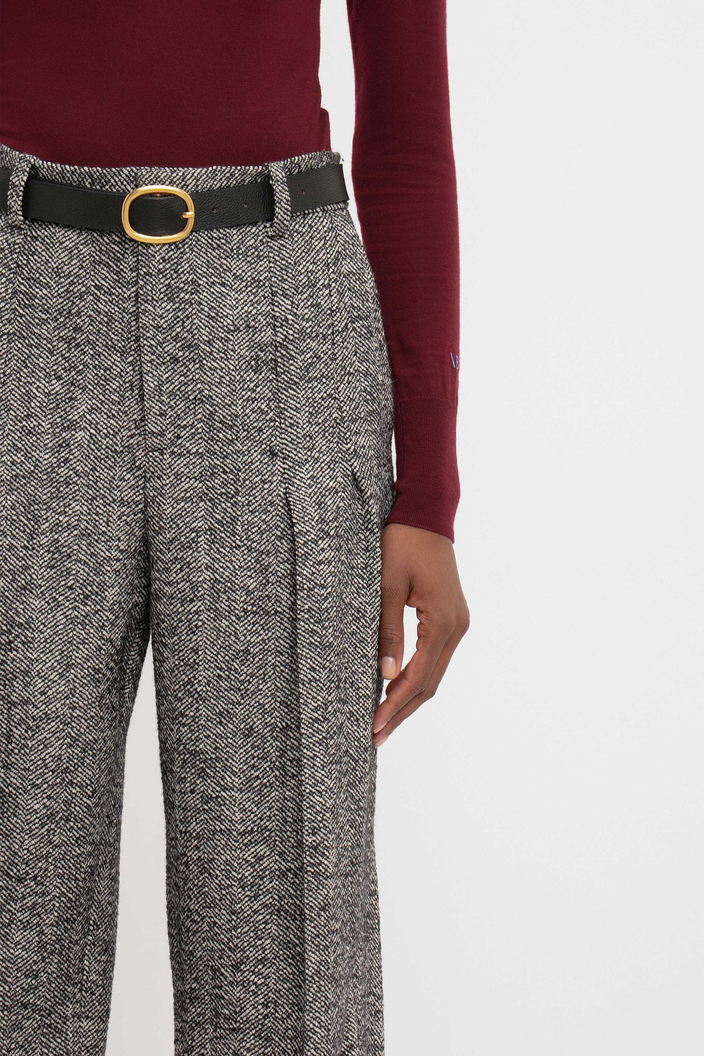 Front Pleat Trousers In Monochrome