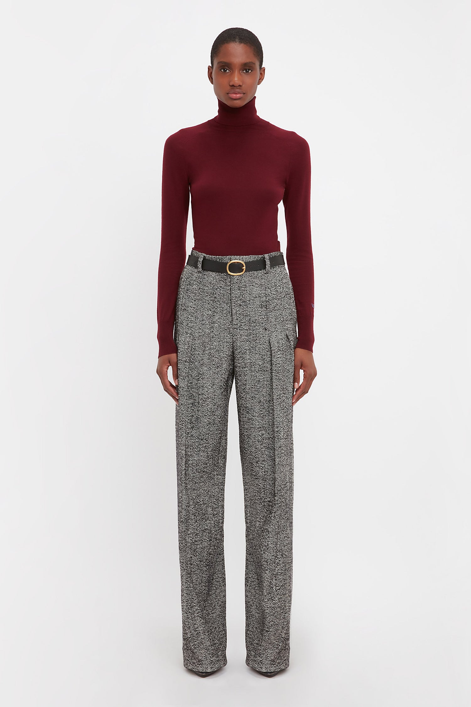 Front Pleat Trousers In Monochrome