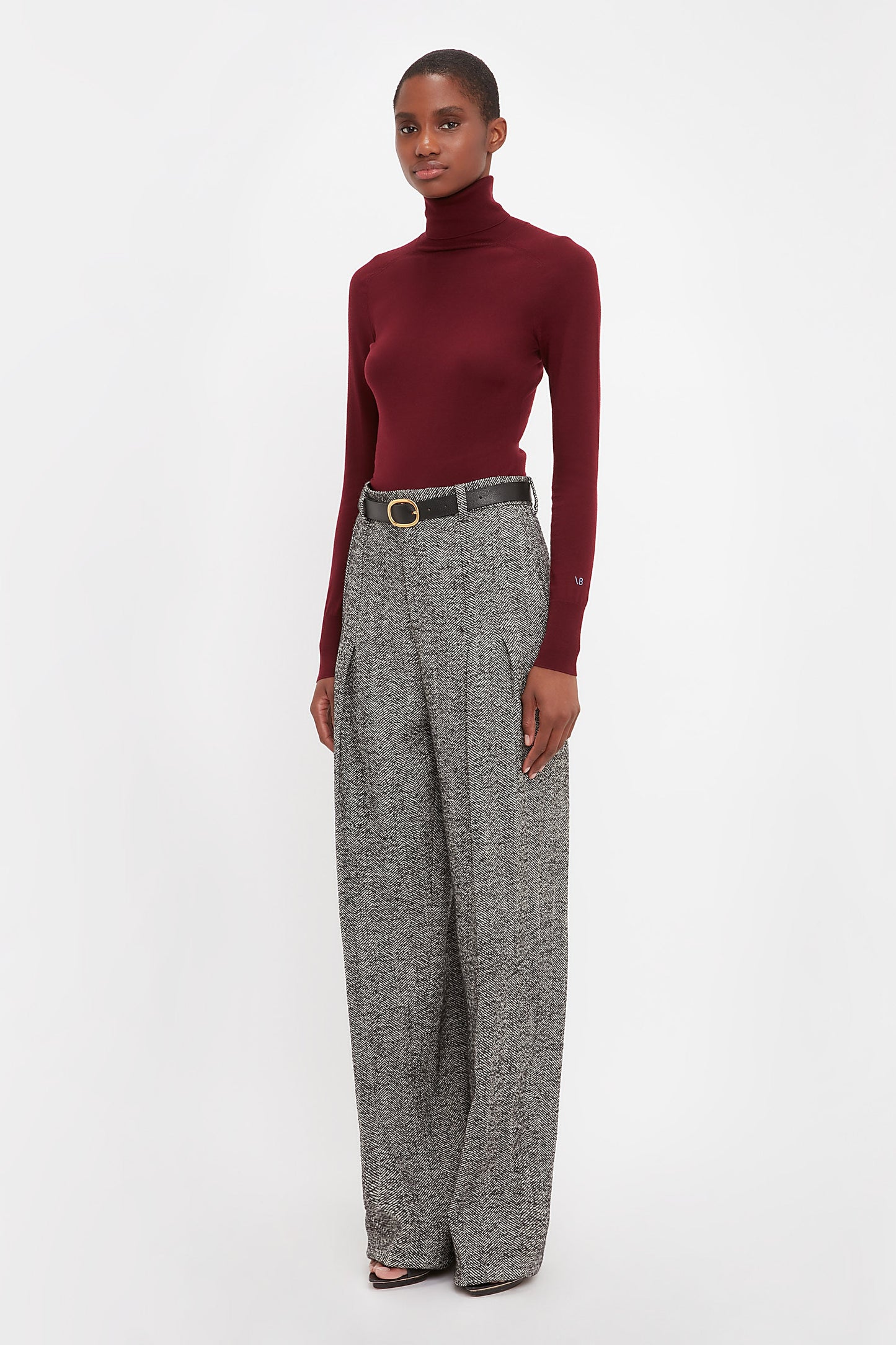 Front Pleat Trousers In Monochrome
